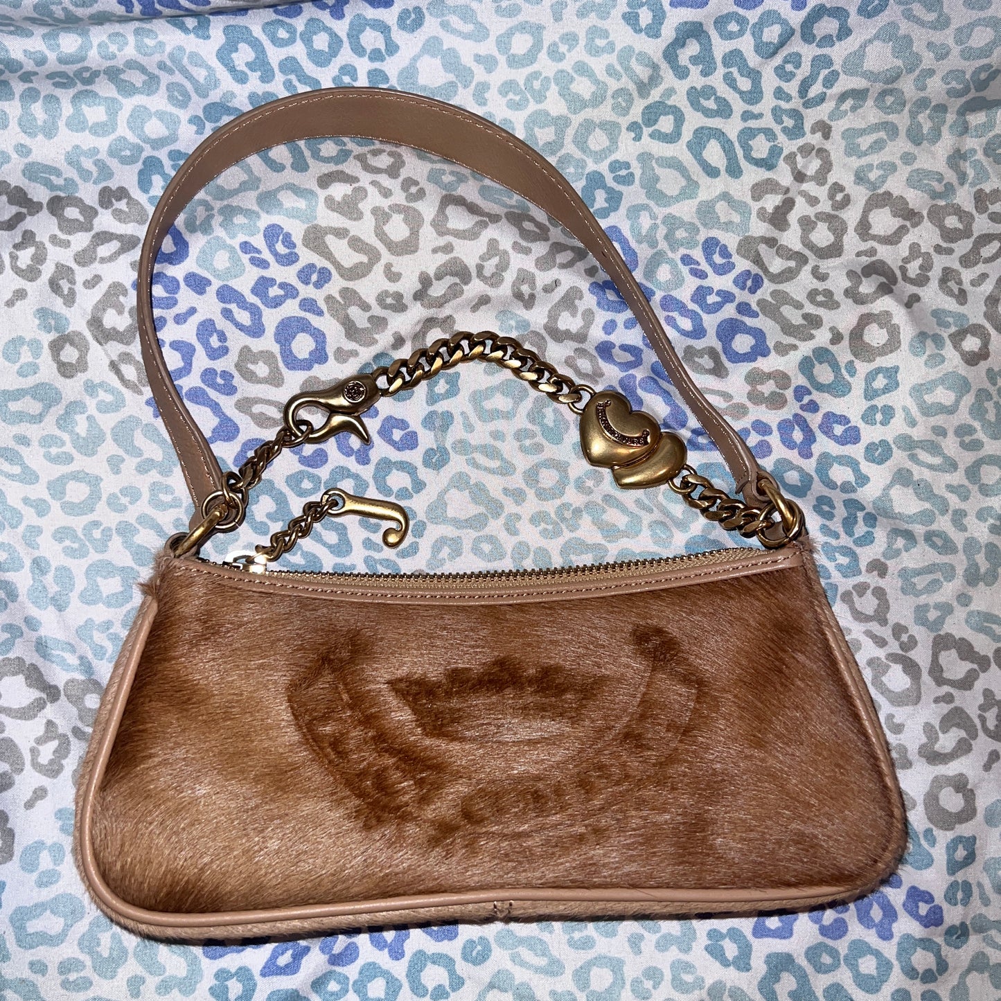 Vintage Rare Brown Juicy Couture Shoulder Bag Purse Handbag Clutch Fur Y2K