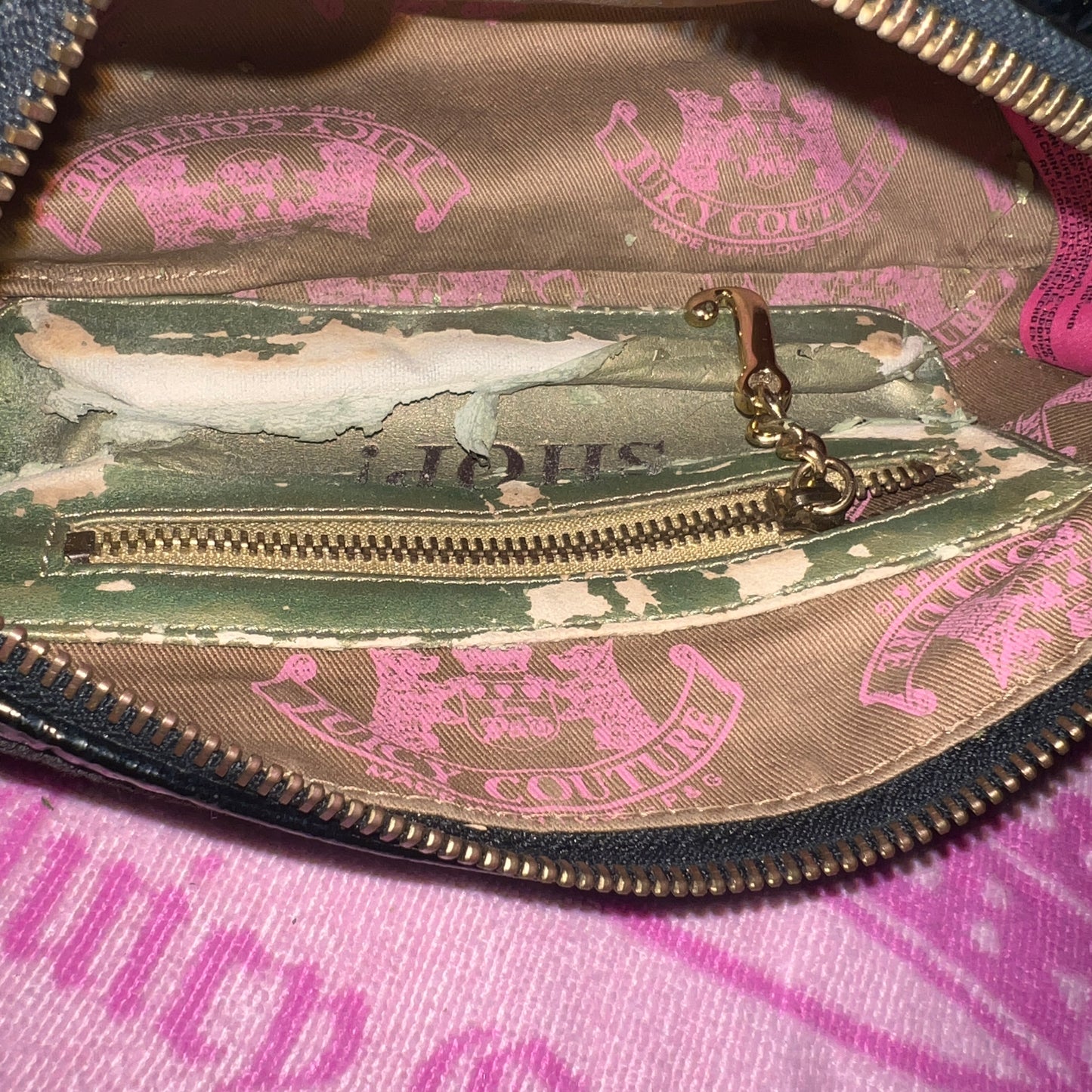 Vintage Black Juicy Couture Barrel Bag Purse Handbag Terry Cloth Y2K Scottie Dog
