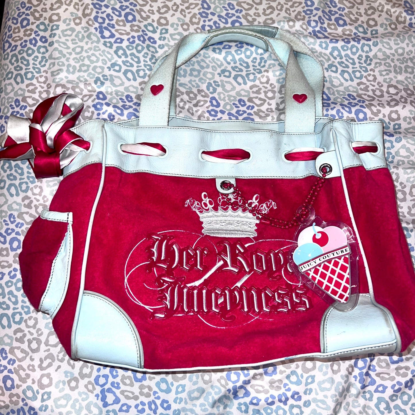 Vintage Rare Red Juicy Couture Bag Purse Handbag Daydreamer Her Royal Juicyness