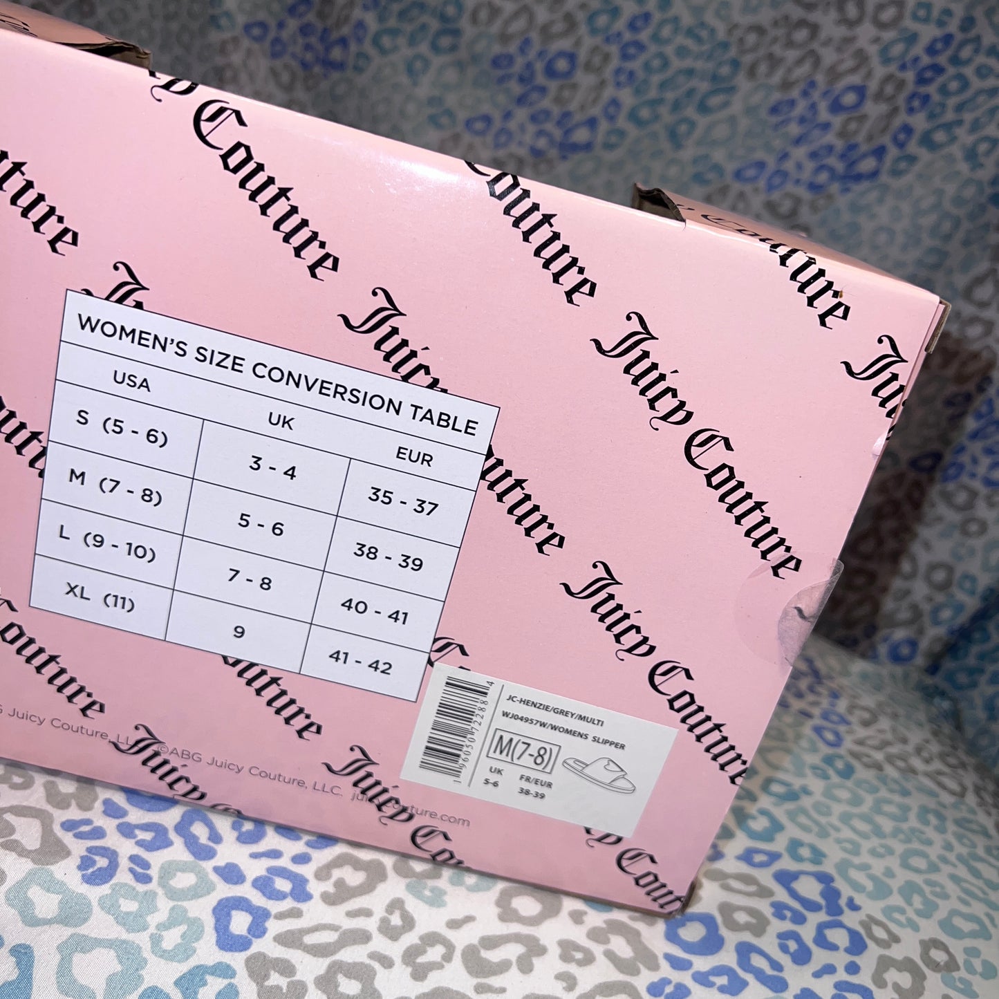 New Velour Grey Juicy Couture Slippers - M Size 7/8
