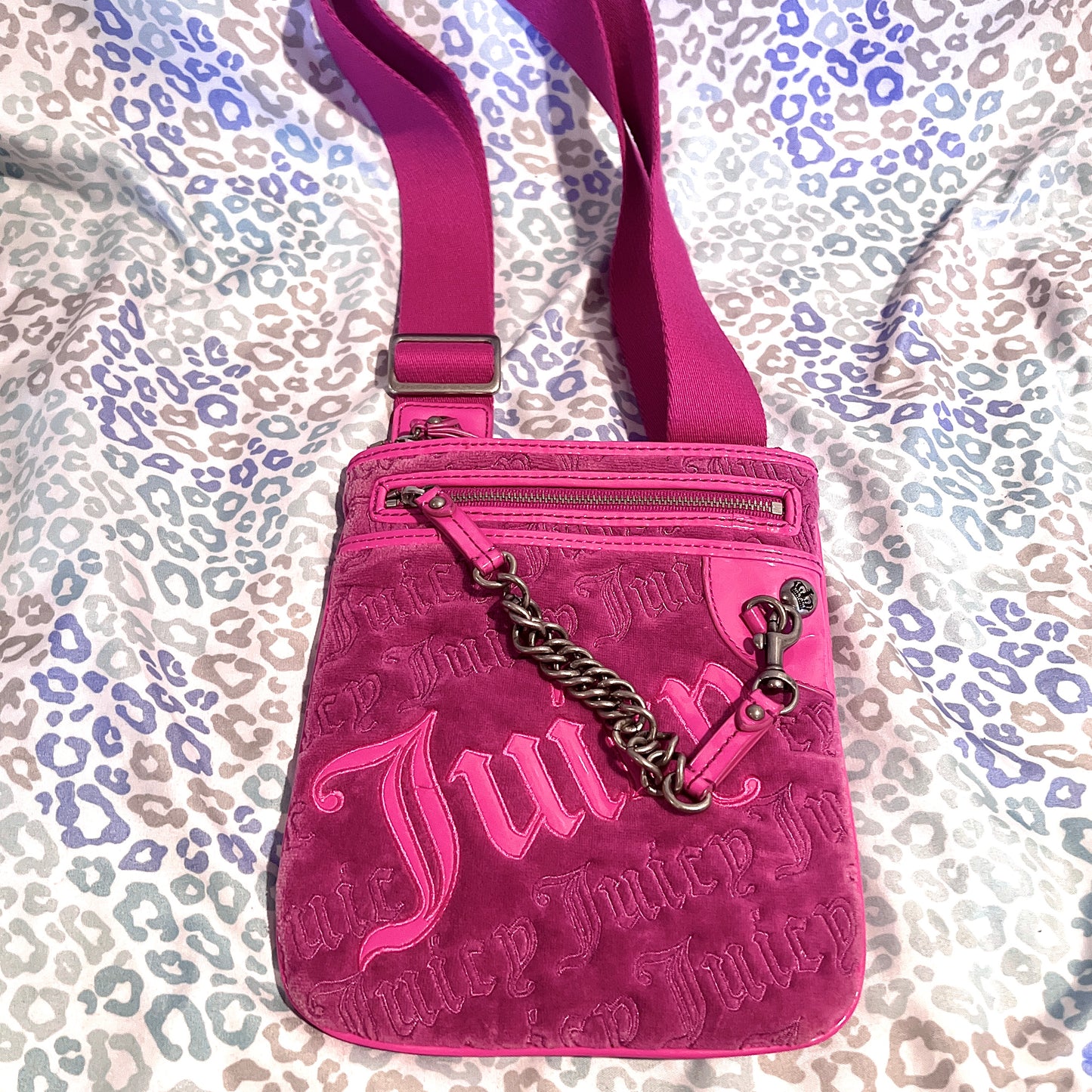 Vintage Pink Juicy Couture Crossbody Bag Purse Velour Y2K Rare