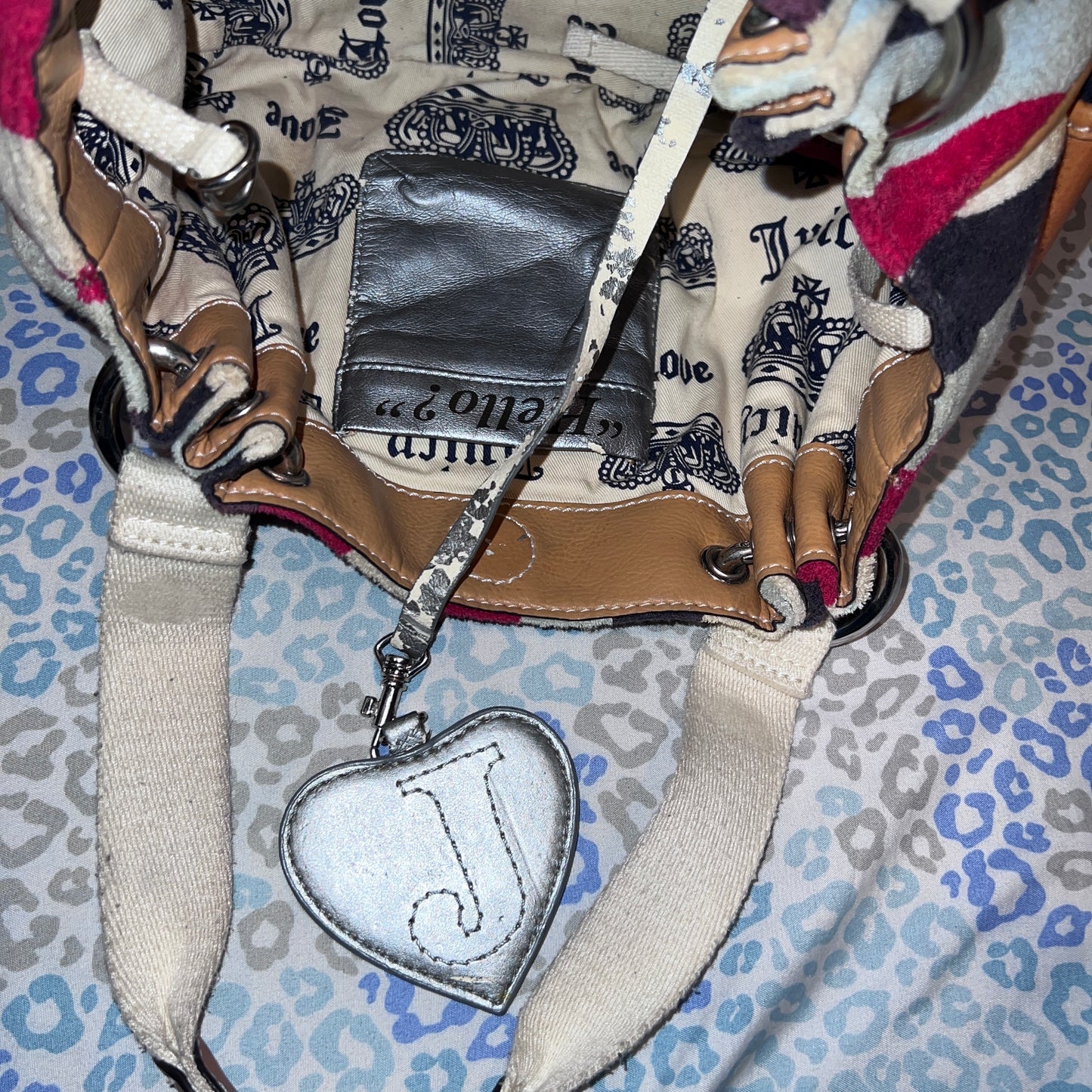 Vintage Striped Juicy Couture Purse Handbag Satchel Bag Nautical Terry Cloth Y2K