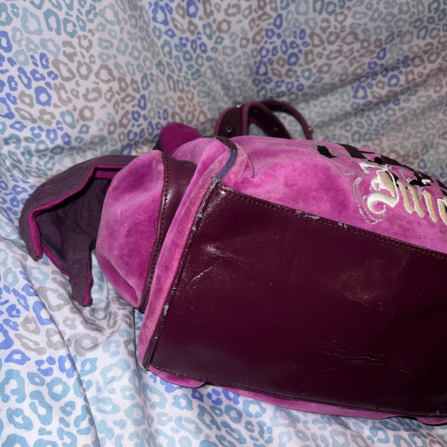 Vintage Purple Juicy Couture Purse Daydreamer Velvet Tote Bag Live for Juicy Y2K