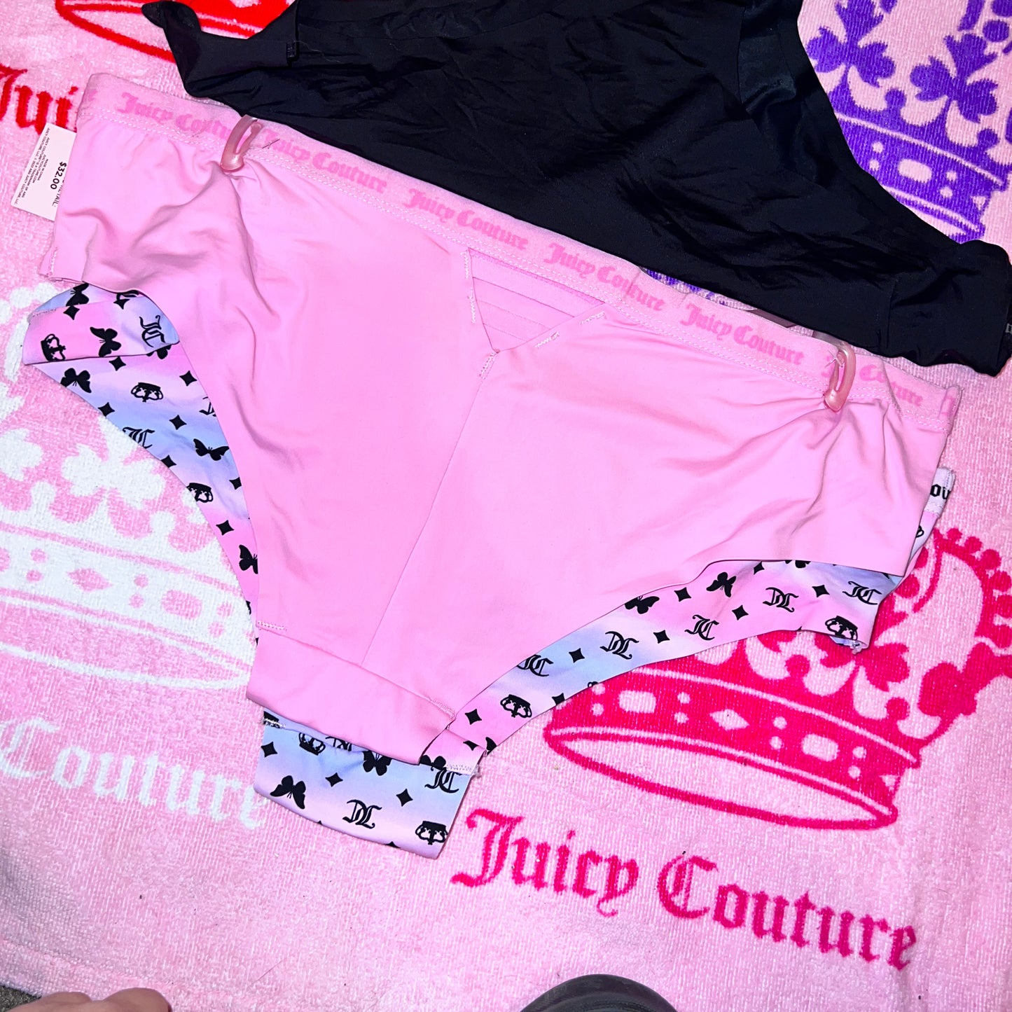 New Unworn Large Juicy Couture Underwear Panties 3 Pack Y2K Style size L Pink