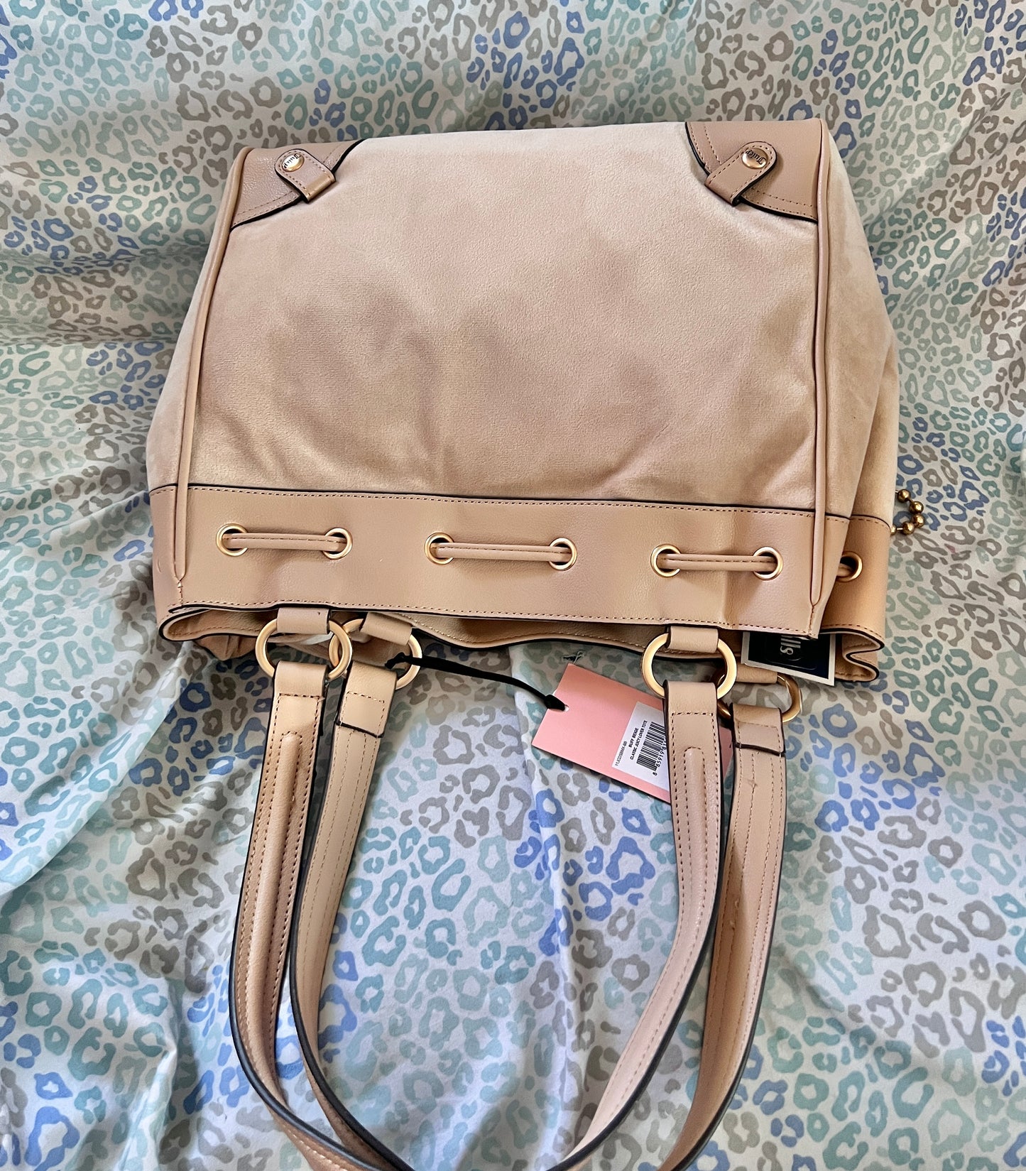 New Tan Juicy Couture Purse Daydreamer Tote Bag Velour Handbag Key Charm