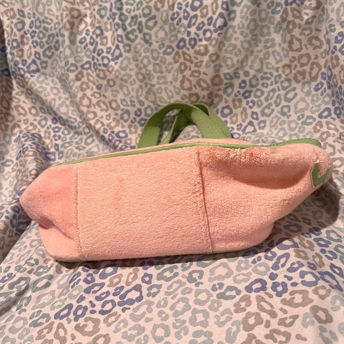 Vintage Green Pink Juicy Couture Bag Purse Handbag Terry Cloth Juicy Girls Rule