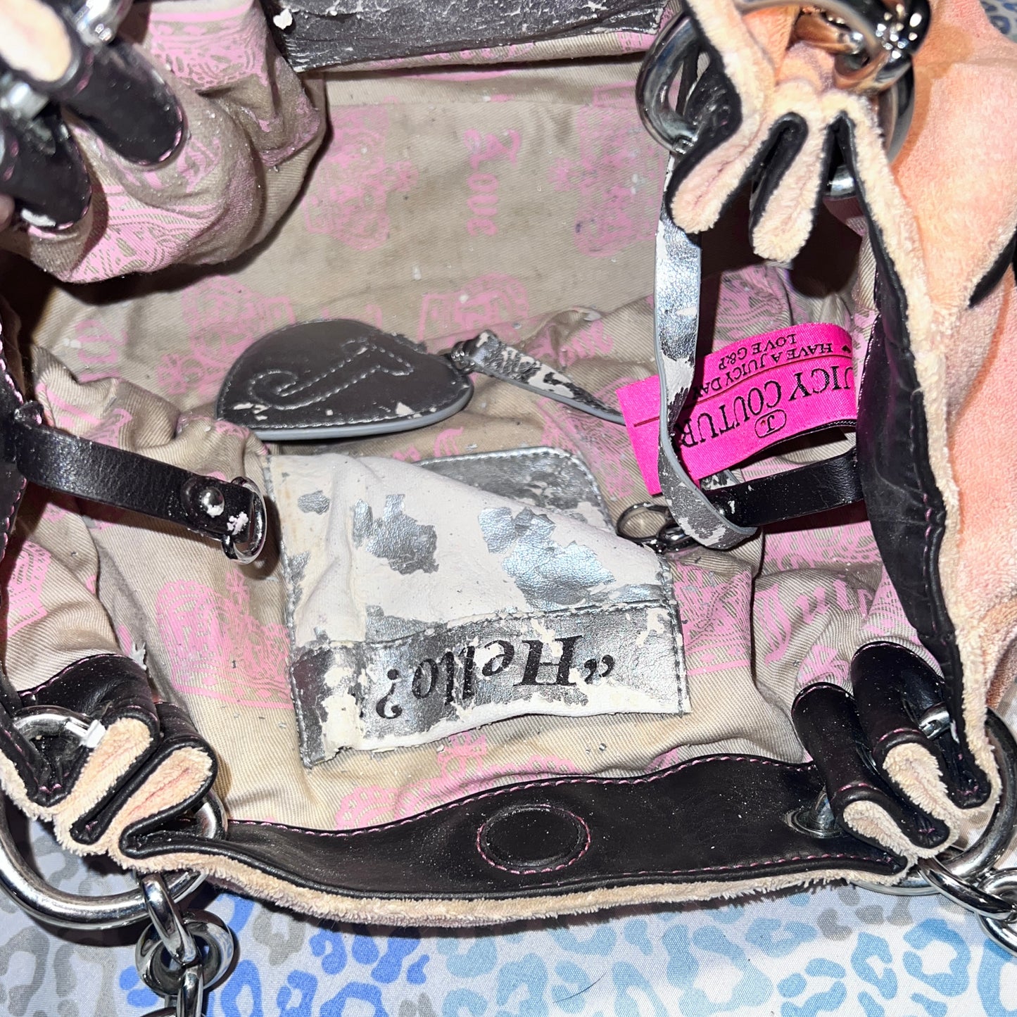Vintage Pink Juicy Couture Purse Satchel Handbag Bag Terry Cloth