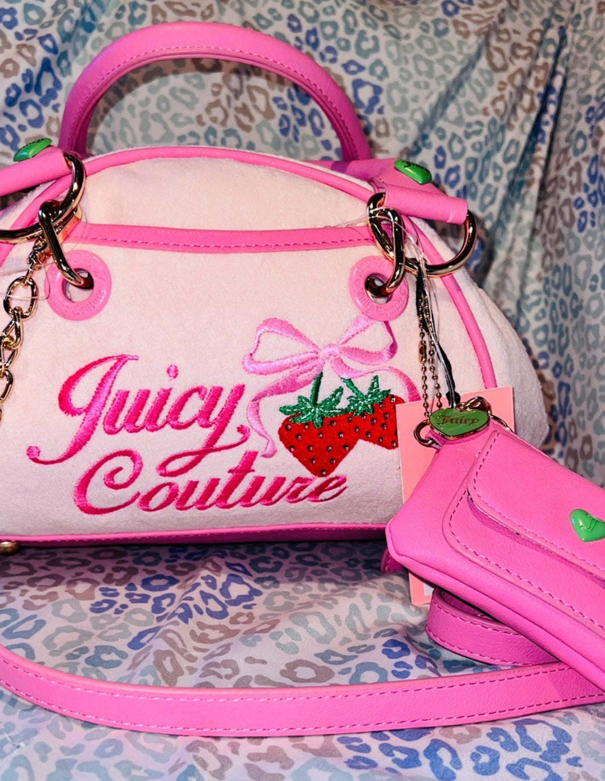 Lot of 3 Juicy Couture Bags for @alejandrabar243 set of 3 purses Cheetah, Scottie + Strawberry Bowler Juicy Couture Bag