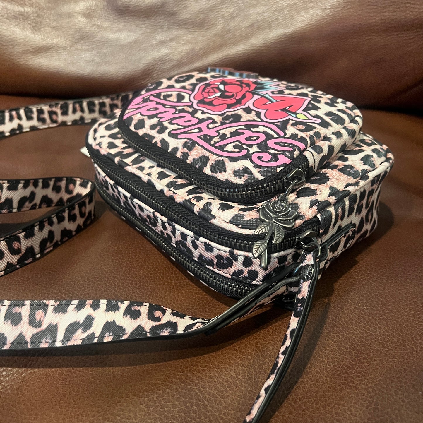 New Ed Hardy Crossbody Purse Bag Tattoo Y2K Heart Rose Leopard Cheetah