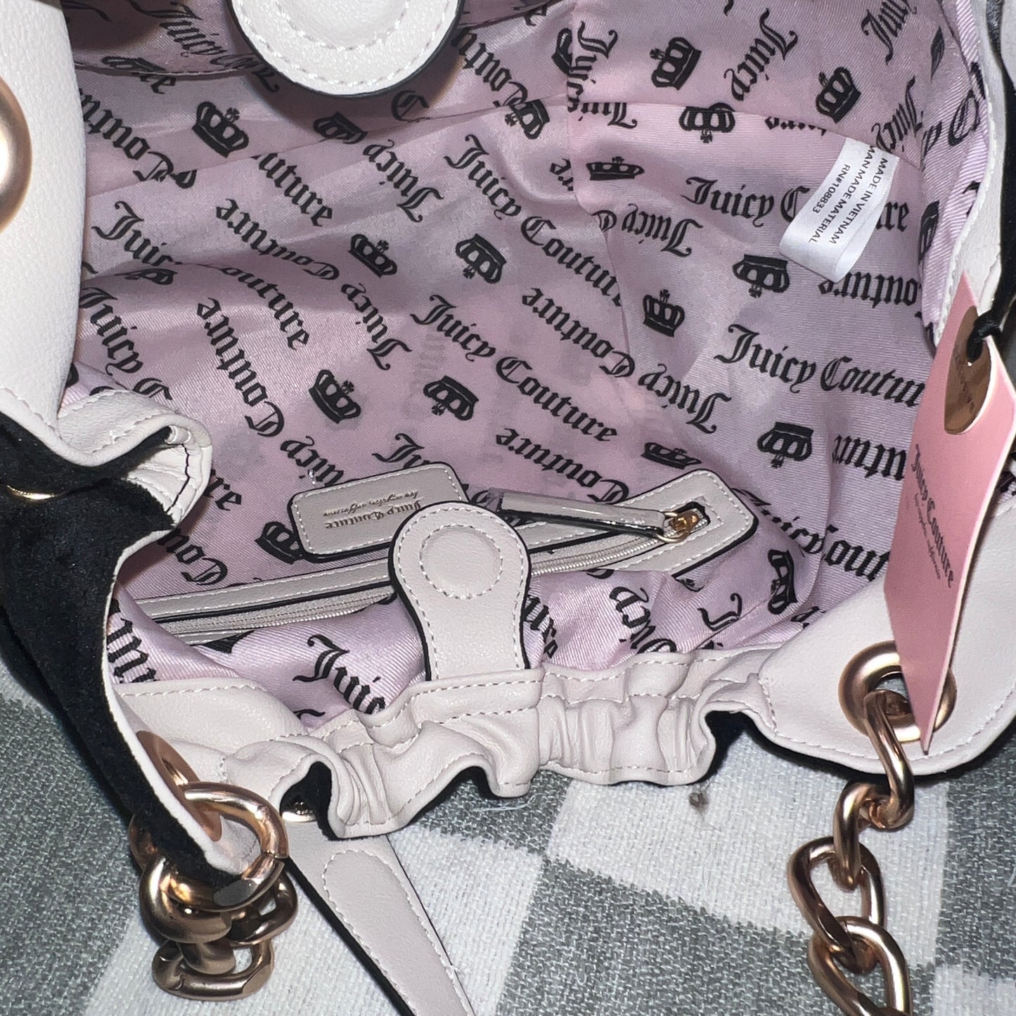 New Juicy Couture Black Satchel Bag + Cheetah Pouch Velour Vintage Style Purse