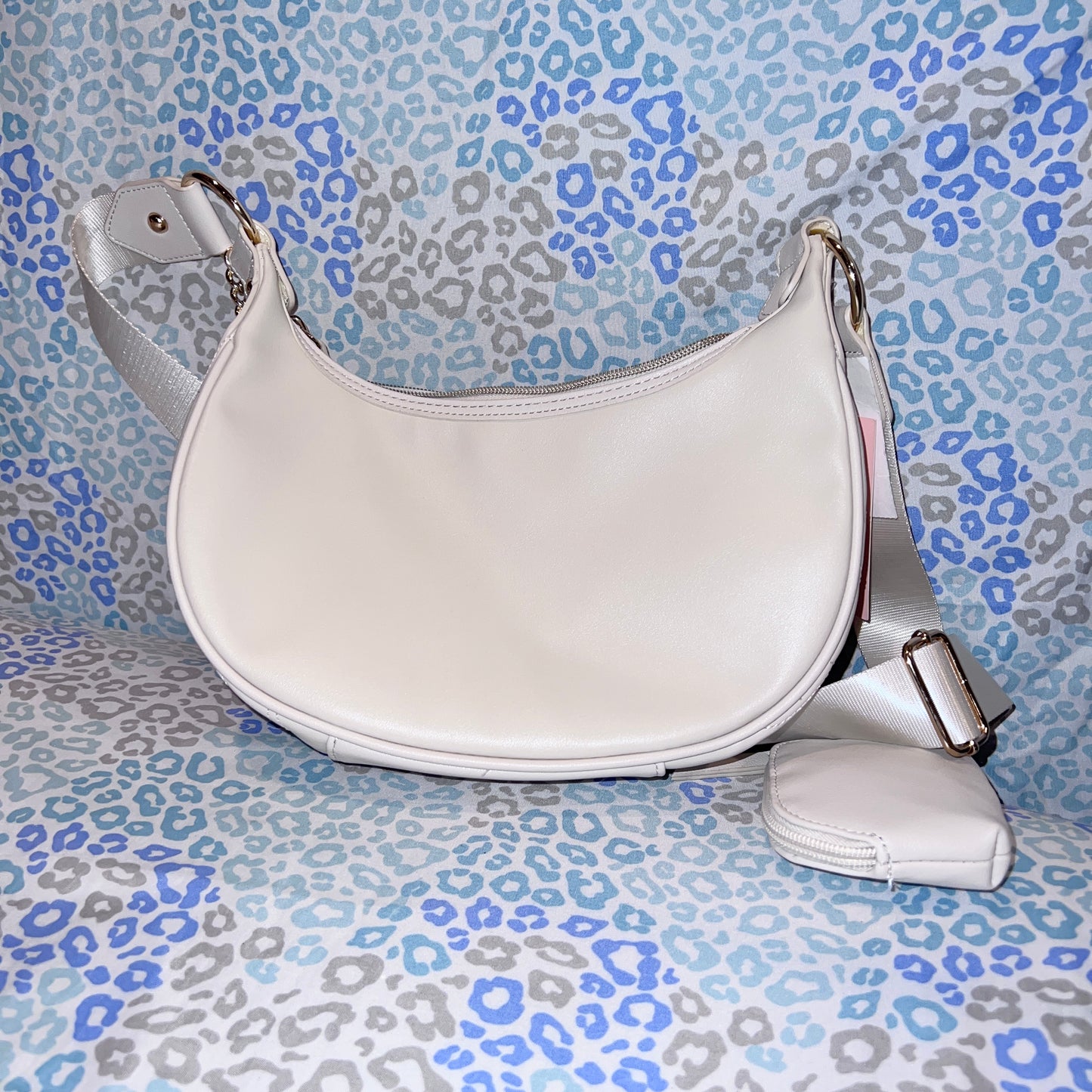 New White Juicy Couture Purse Xbody Bag Quilted Angel Puff Half Moon MSRP $79
