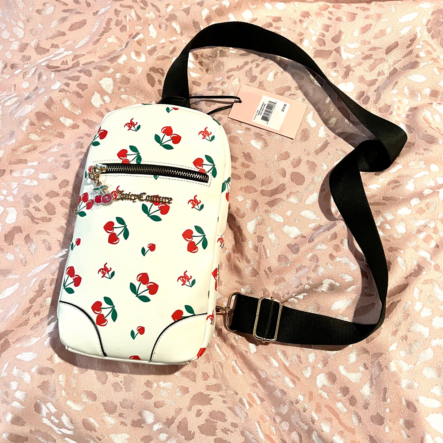 New White Cherry Juicy Couture Sling Bag Purse Handbag Cherries MSRP $79