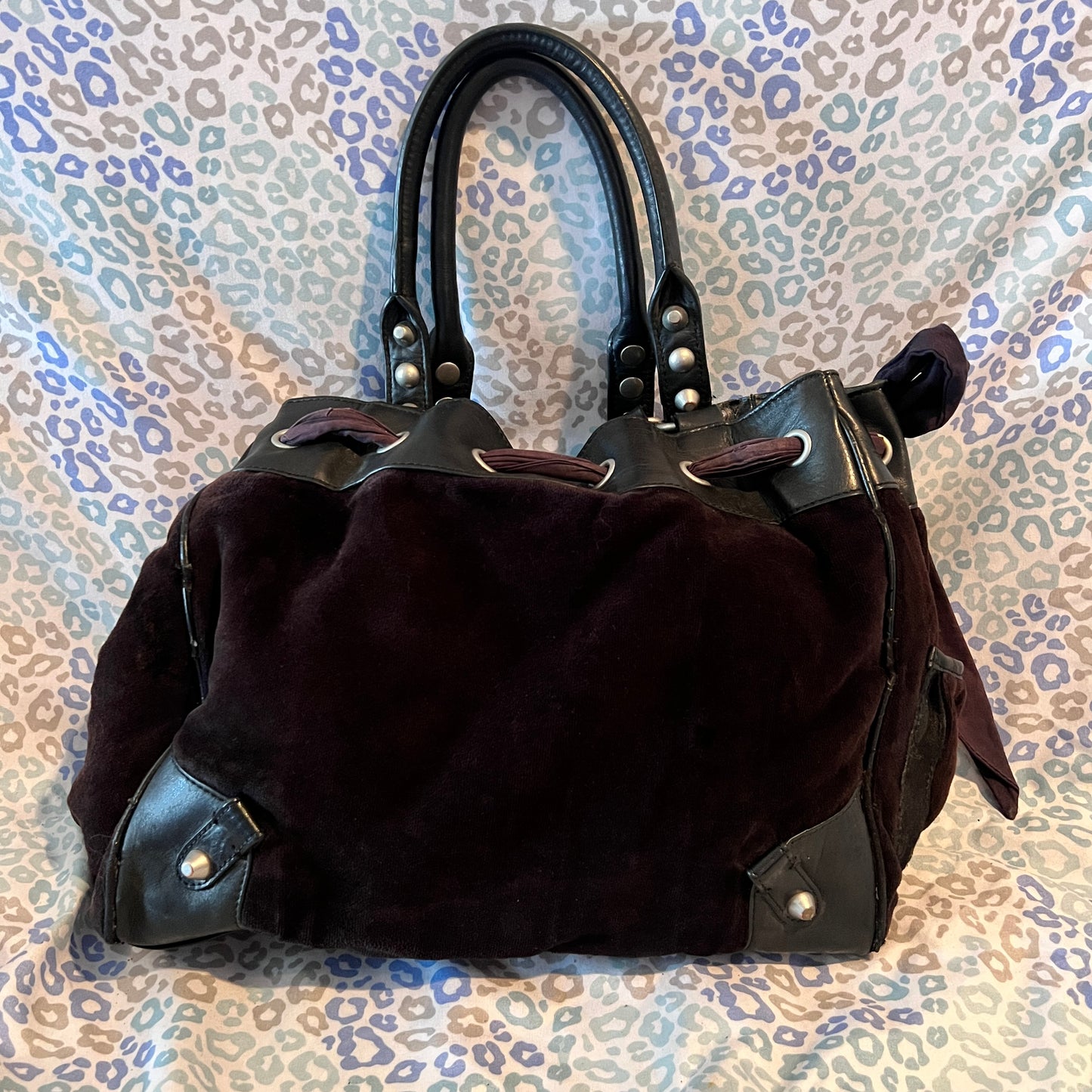 Vintage Black Juicy Couture Purse Daydreamer Tote Bag Scottie Dog Handbag Velour