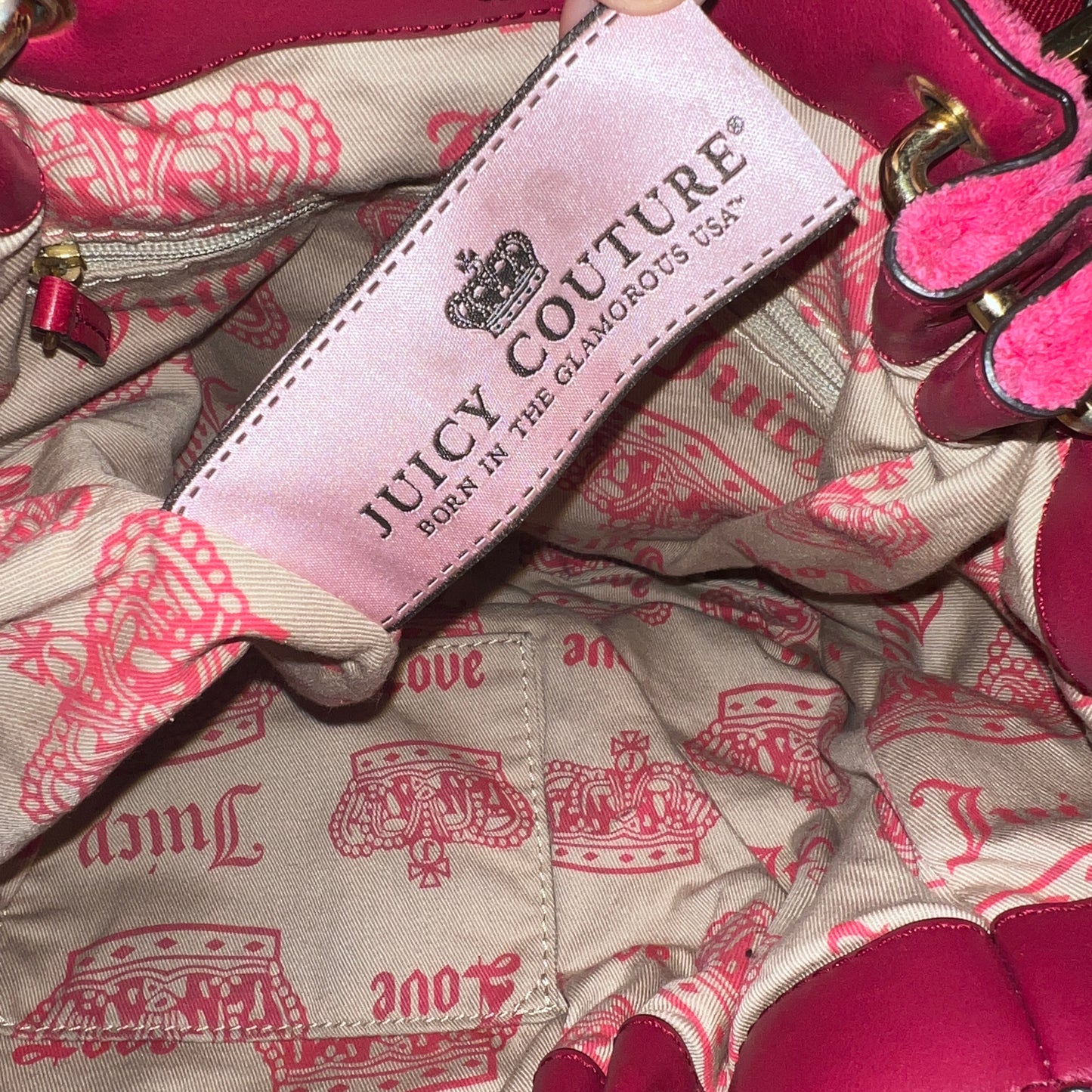 Vintage Rare Pink Juicy Couture Bag Handbag Purse Satchel Terry Cloth Y2K