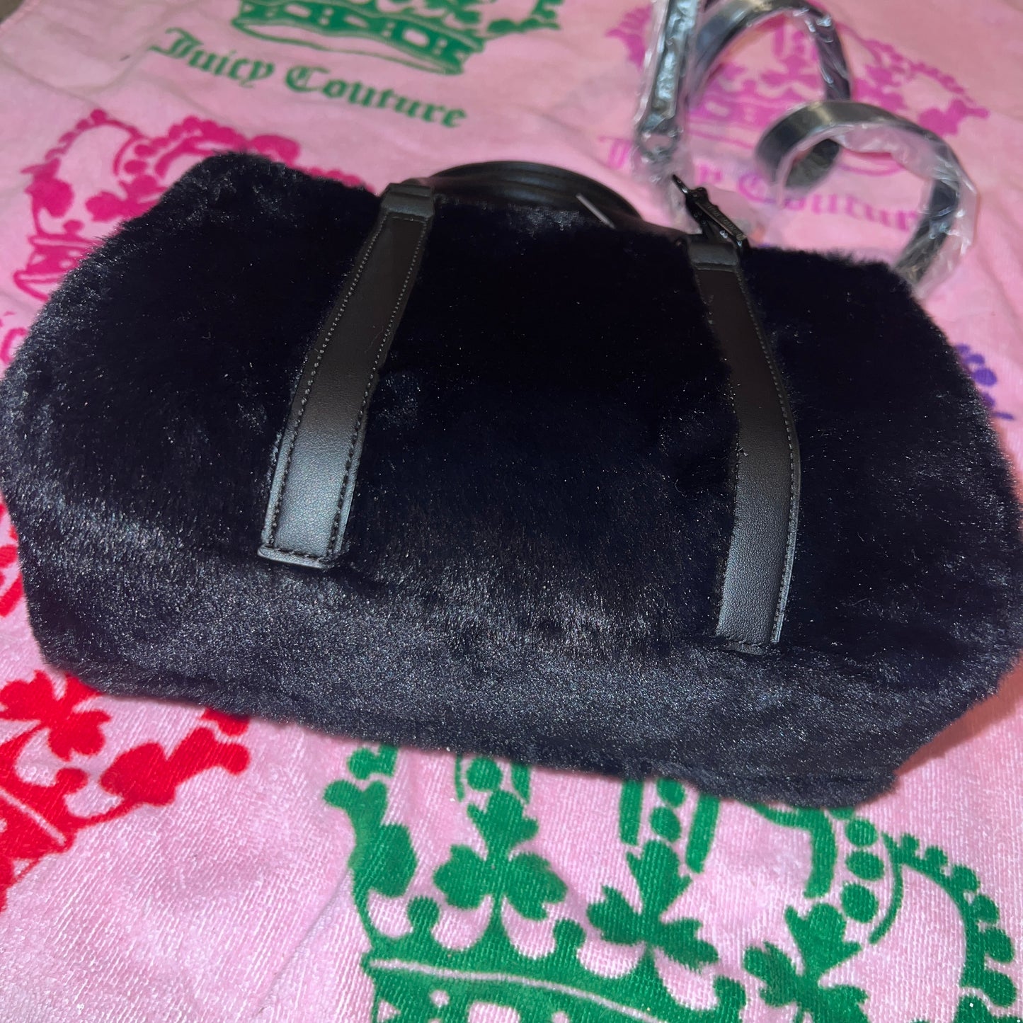 New Faux Fur Black Steve Madden Purse Satchel Bag Handbag MSRP $98 Bmickey