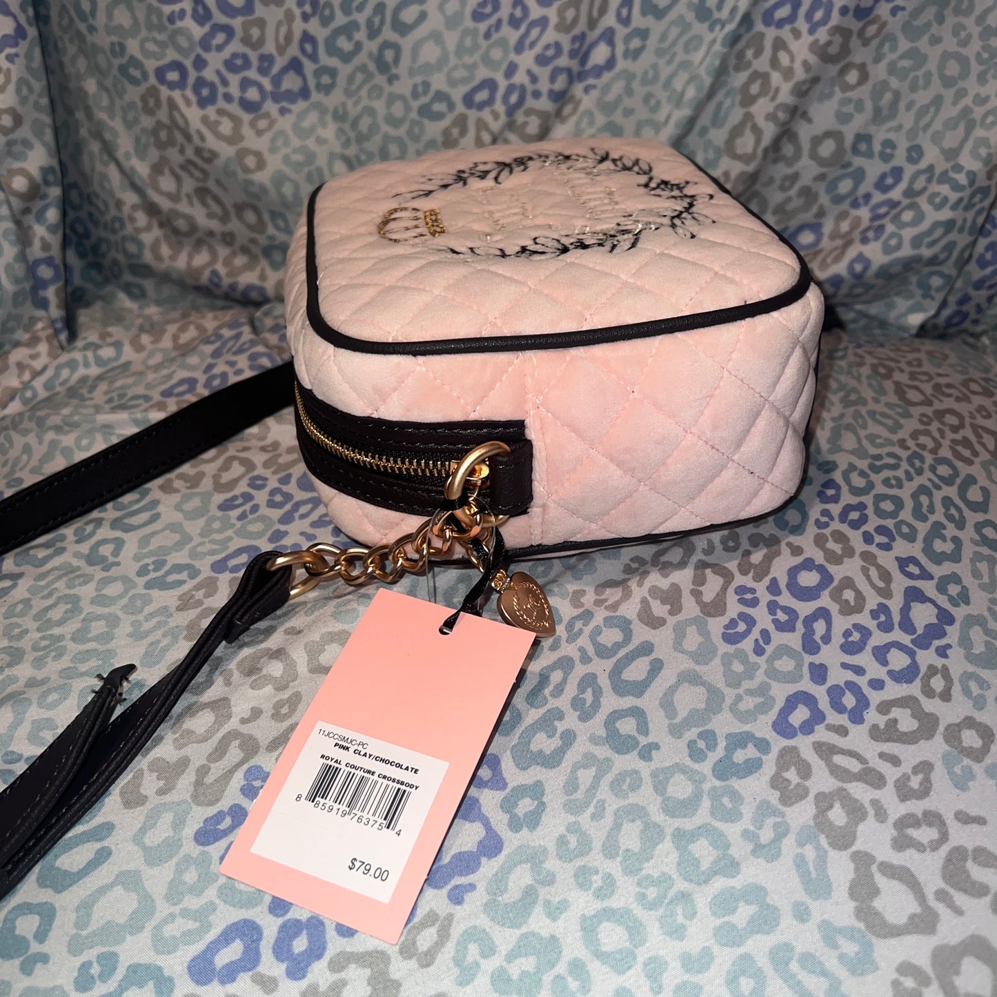 New Pink Juicy Couture Crossbody Bag Purse Velvet Royal Couture MSRP $79 Quilted