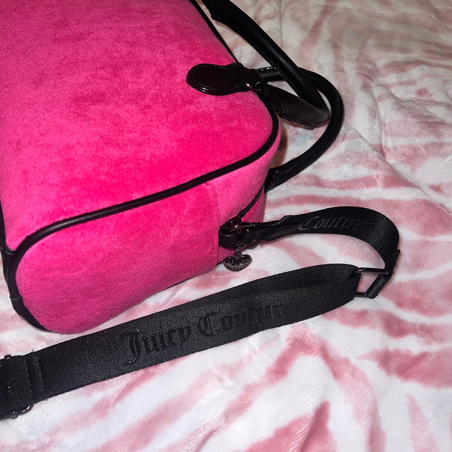 New Hot Pink Juicy Couture Purse Terry Cloth Raising Star Bowler Bag MSRP $89