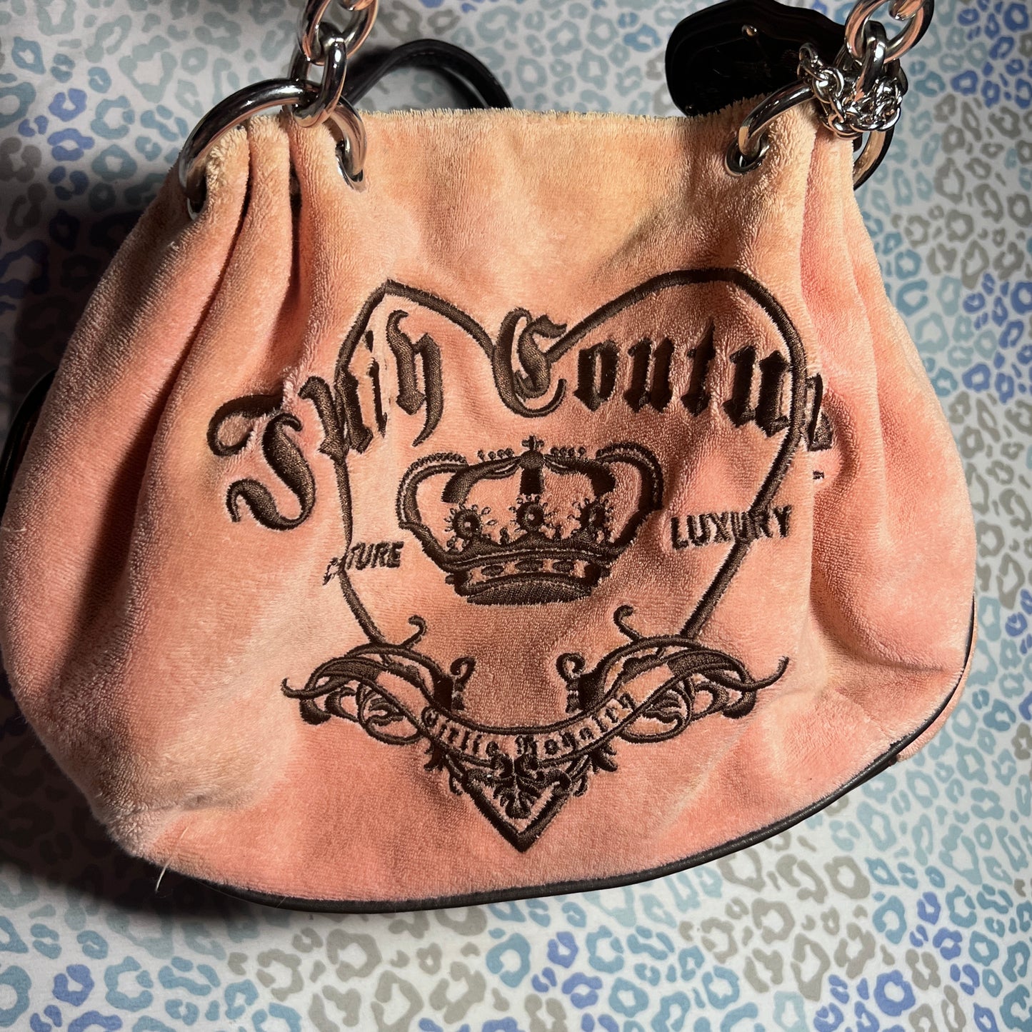 Vintage Pink Juicy Couture Purse Satchel Handbag Bag Terry Cloth