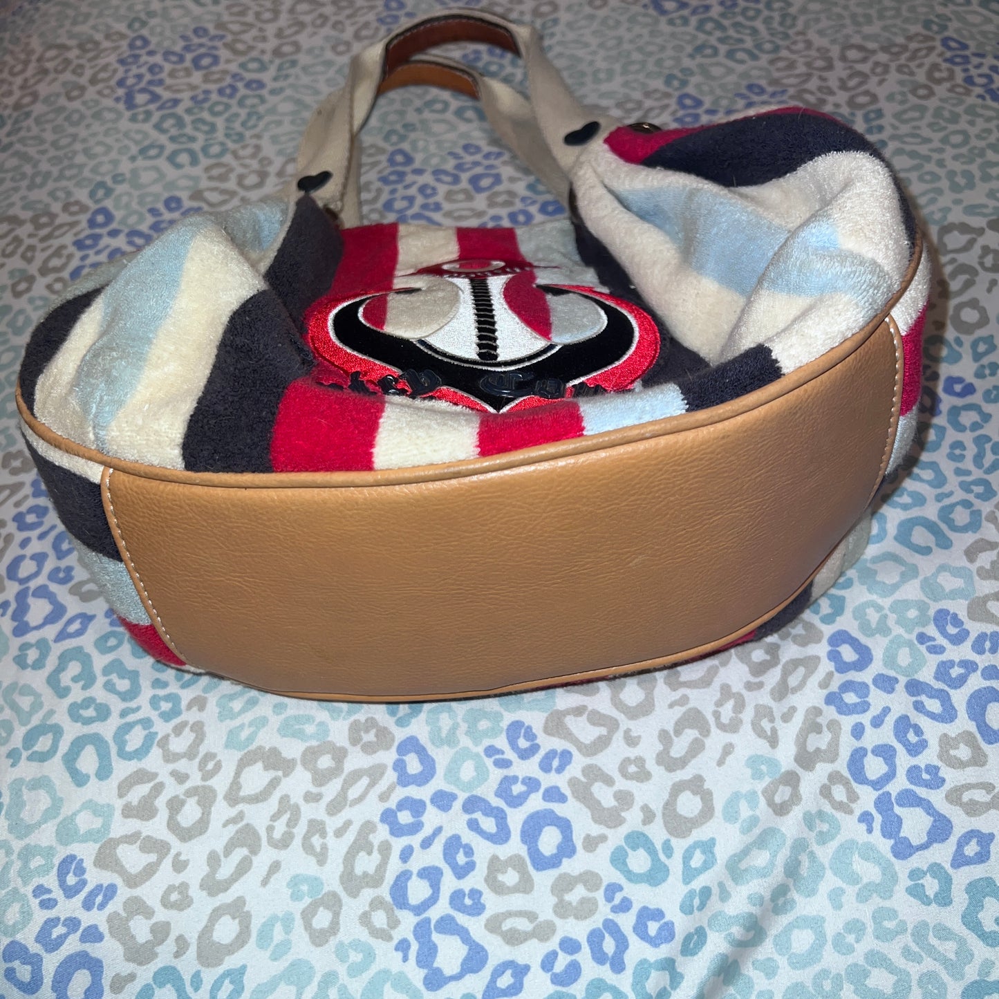 Vintage Striped Juicy Couture Purse Handbag Satchel Bag Nautical Terry Cloth Y2K