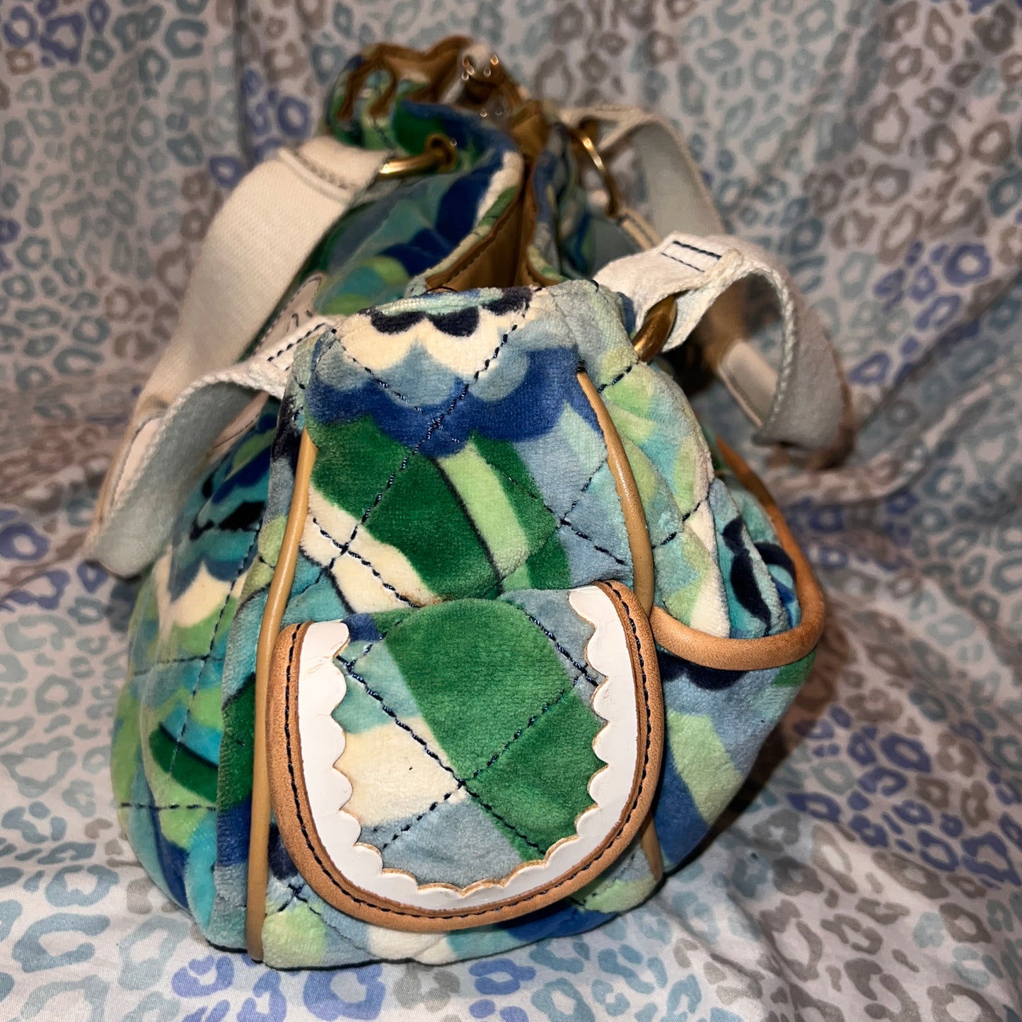 Vintage Blue Juicy Couture Purse Handbag Shoulder Bag Velvet Paisley Y2K Mcbling
