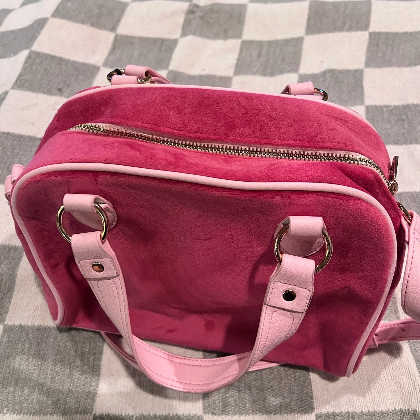 New Pink Juicy Couture Purse Bowler Satchel Bag Velour Vintage Y2K Juicy Royal