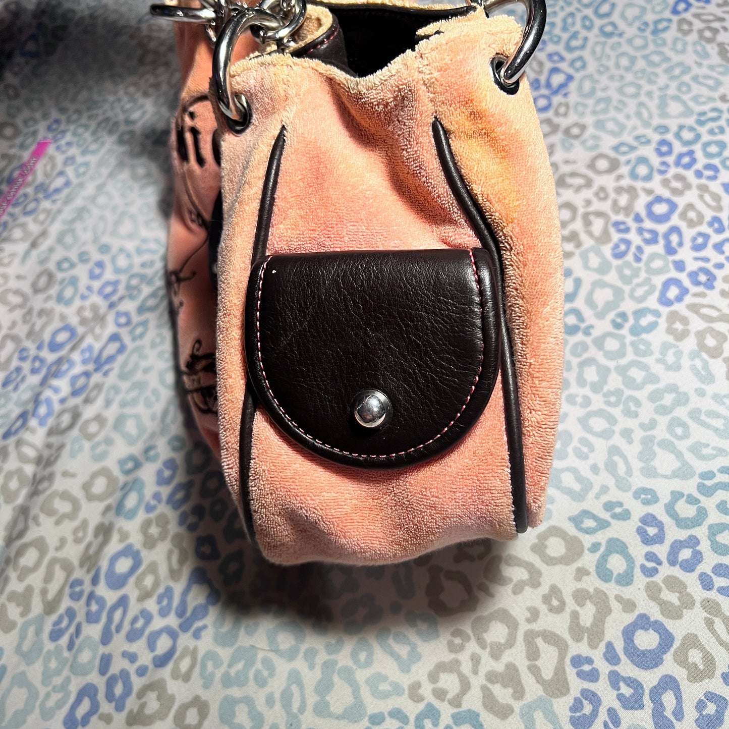 Vintage Pink Juicy Couture Purse Satchel Handbag Bag Terry Cloth