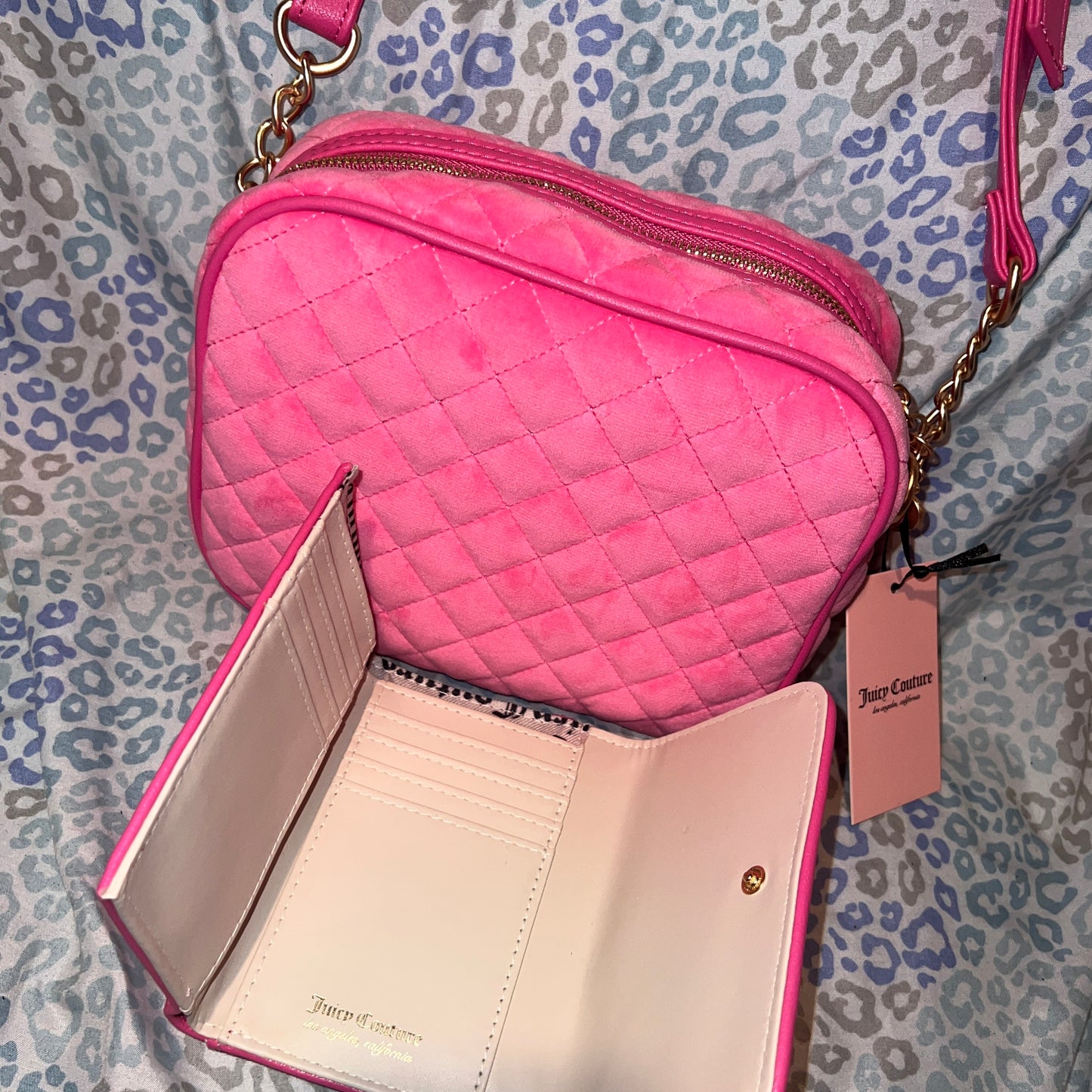 New Pink Juicy Couture Purse + Wallet NWT Royal Couture Crossbody Set