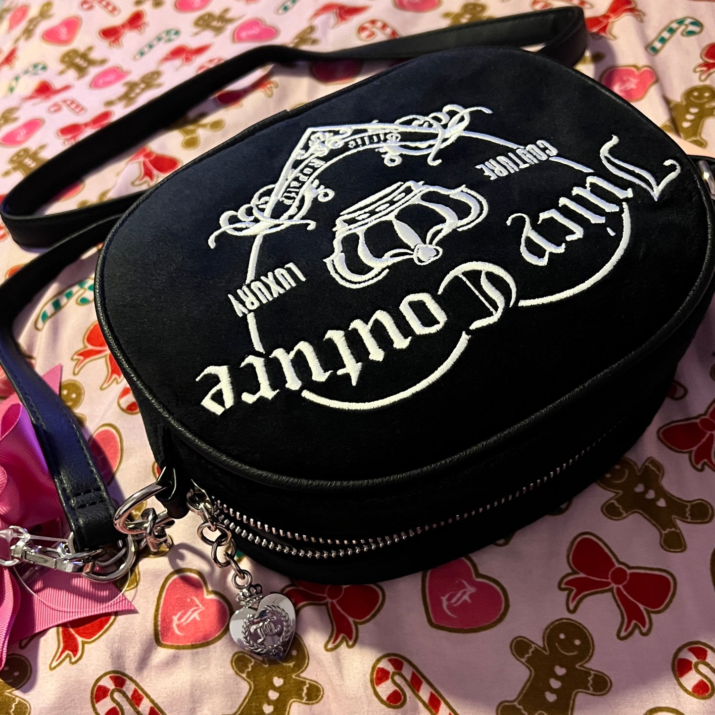 New Black Juicy Couture Crossbody Bag Purse Vintage Style Couture Luxury Y2K