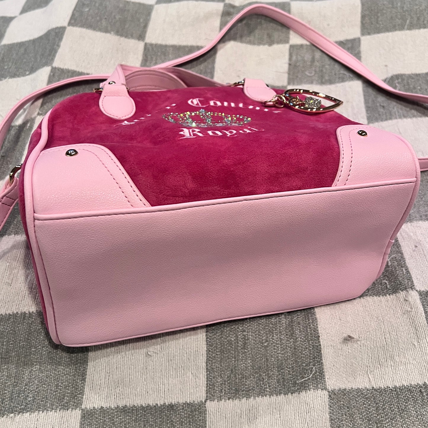 New Pink Juicy Couture Purse Bowler Satchel Bag Velour Vintage Y2K Juicy Royal