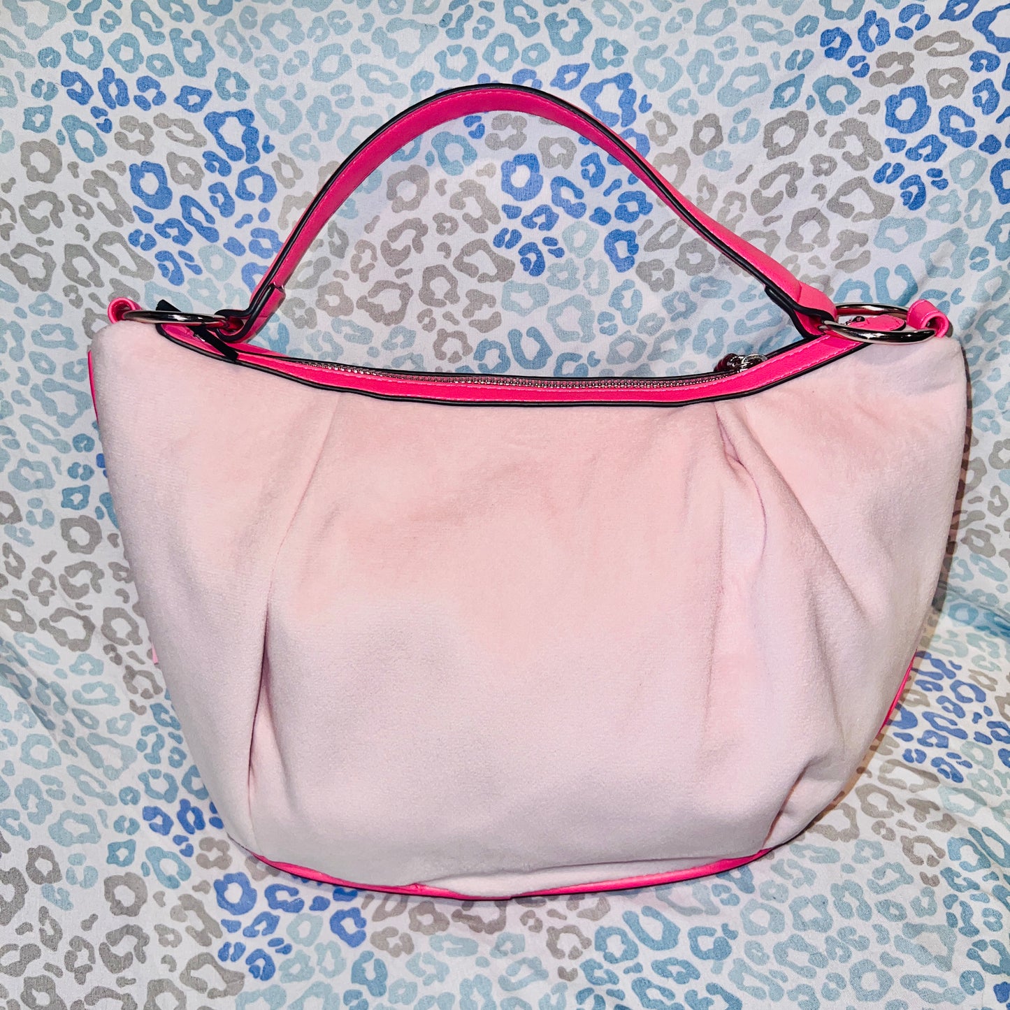 New Pink Juicy Couture Purse Handbag Satchel Bag Floral Flower Velour