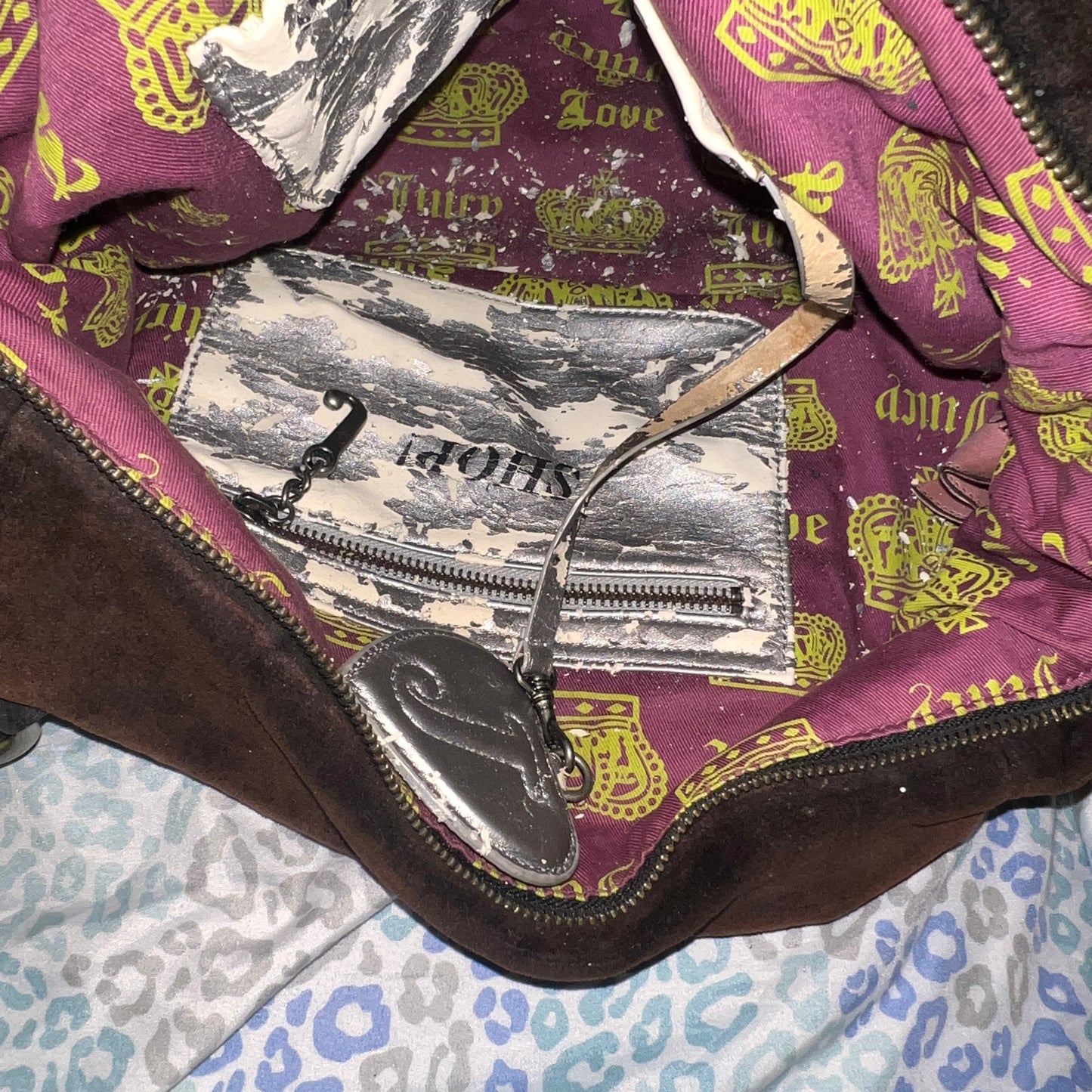 Vintage Yellow Black Juicy Couture Purse Tote Bag Handbag Velour Y2K Scottie Dog