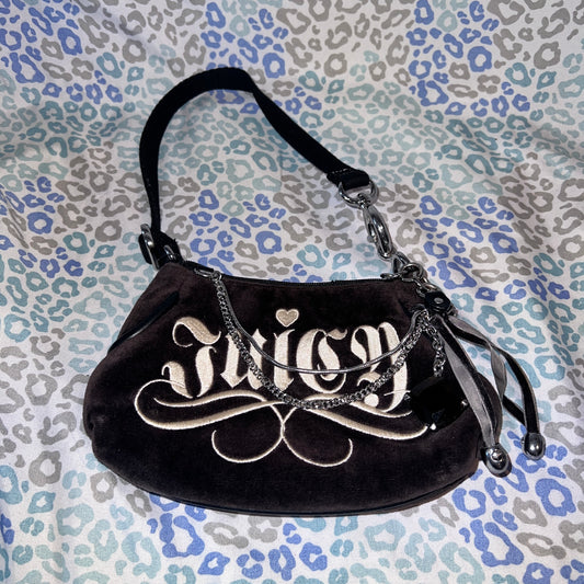 Vintage Rare Black Juicy Couture Purse Clutch Mini Bag Y2K Velour Handbag