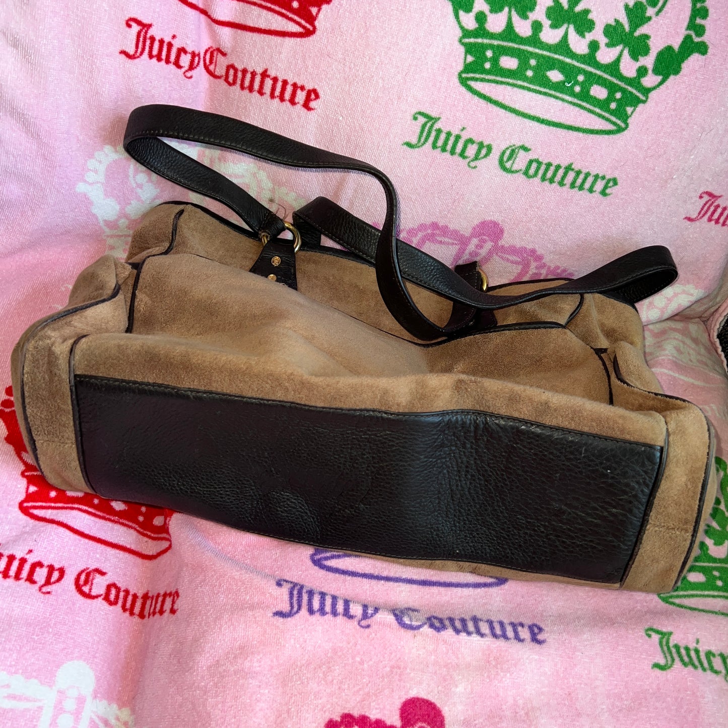 Vintage Brown Juicy Couture Handbag Purse Diaper Tote Baby Bag Y2K Terry Floral
