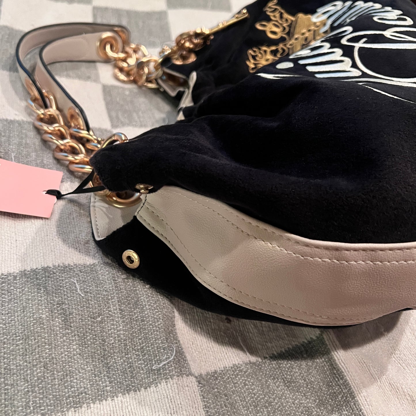 New Juicy Couture Black Satchel Bag + Cheetah Pouch Velour Vintage Style Purse