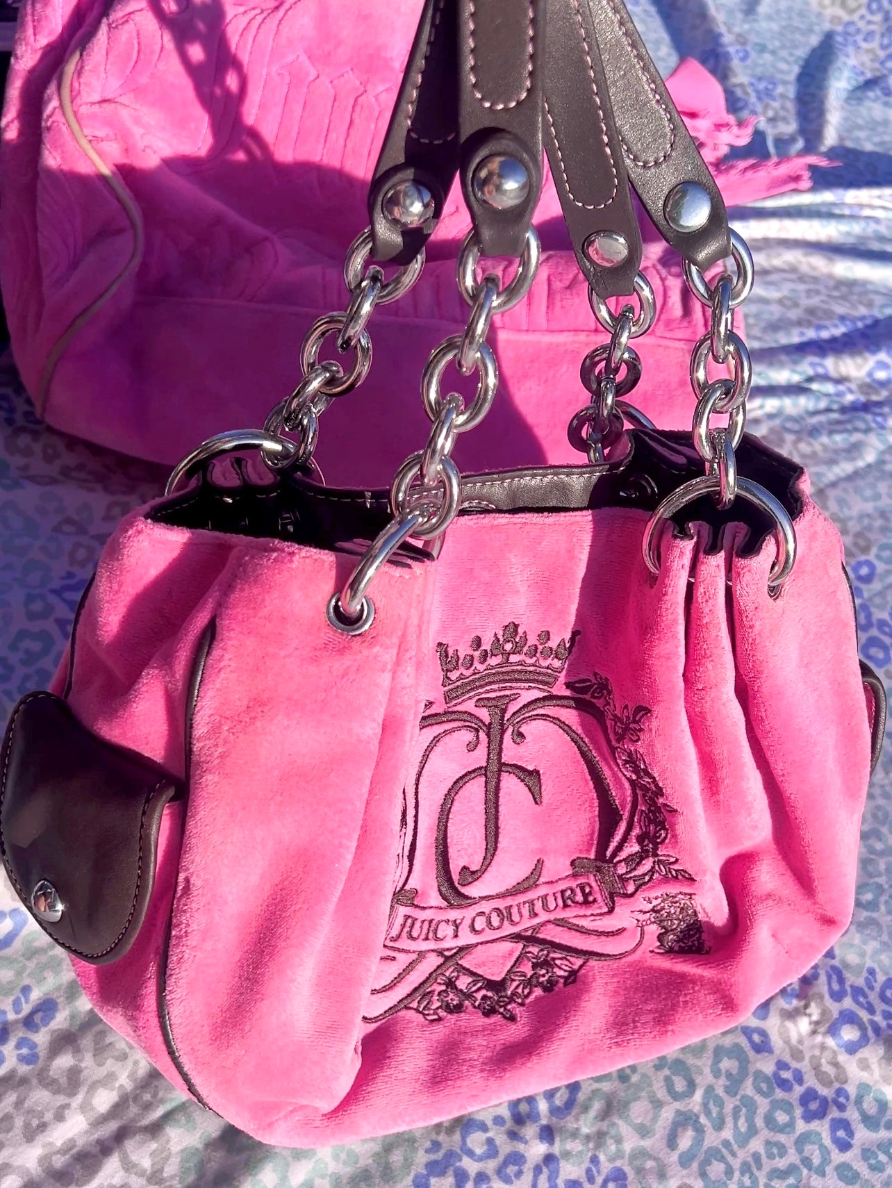 Vintage Pink Juicy Couture Purse Handbag Satchel Bag Velour Y2K