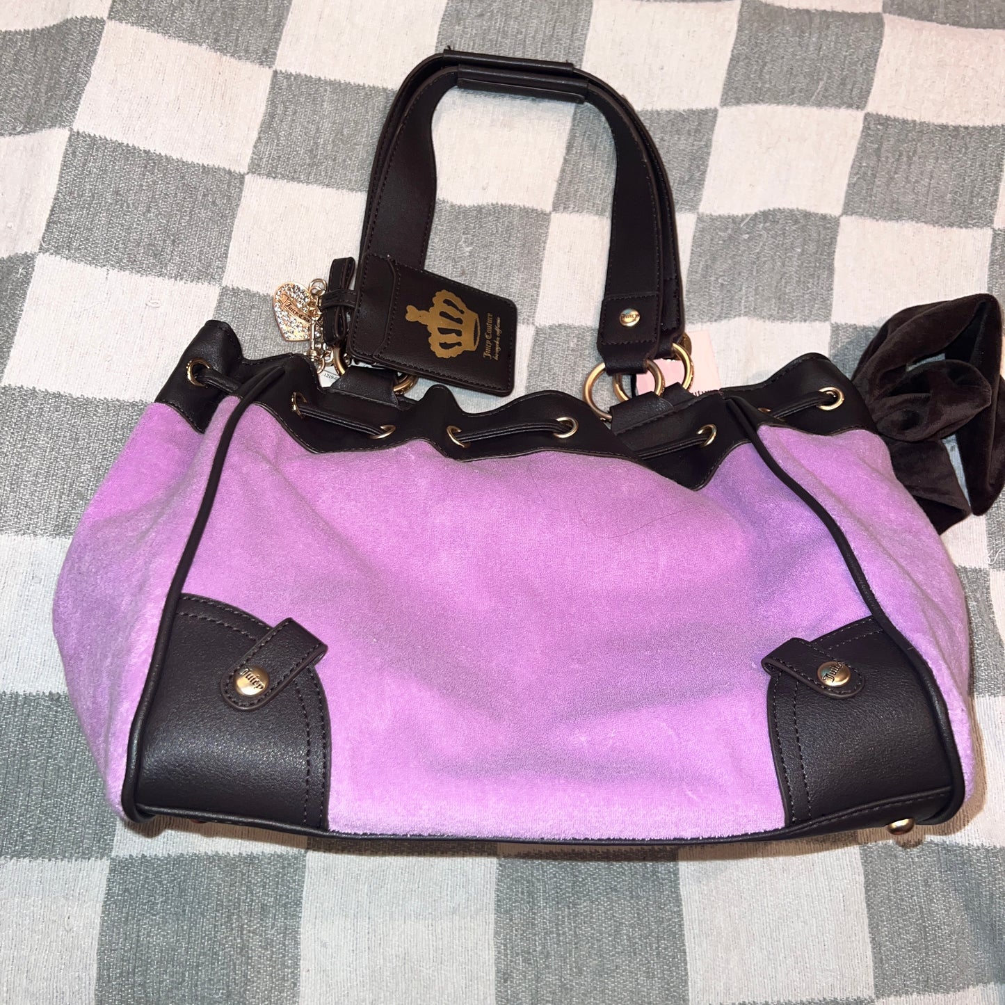 New Purple Juicy Couture Purse Daydreamer Tote Bag Terry Cloth Vintage Style Y2K