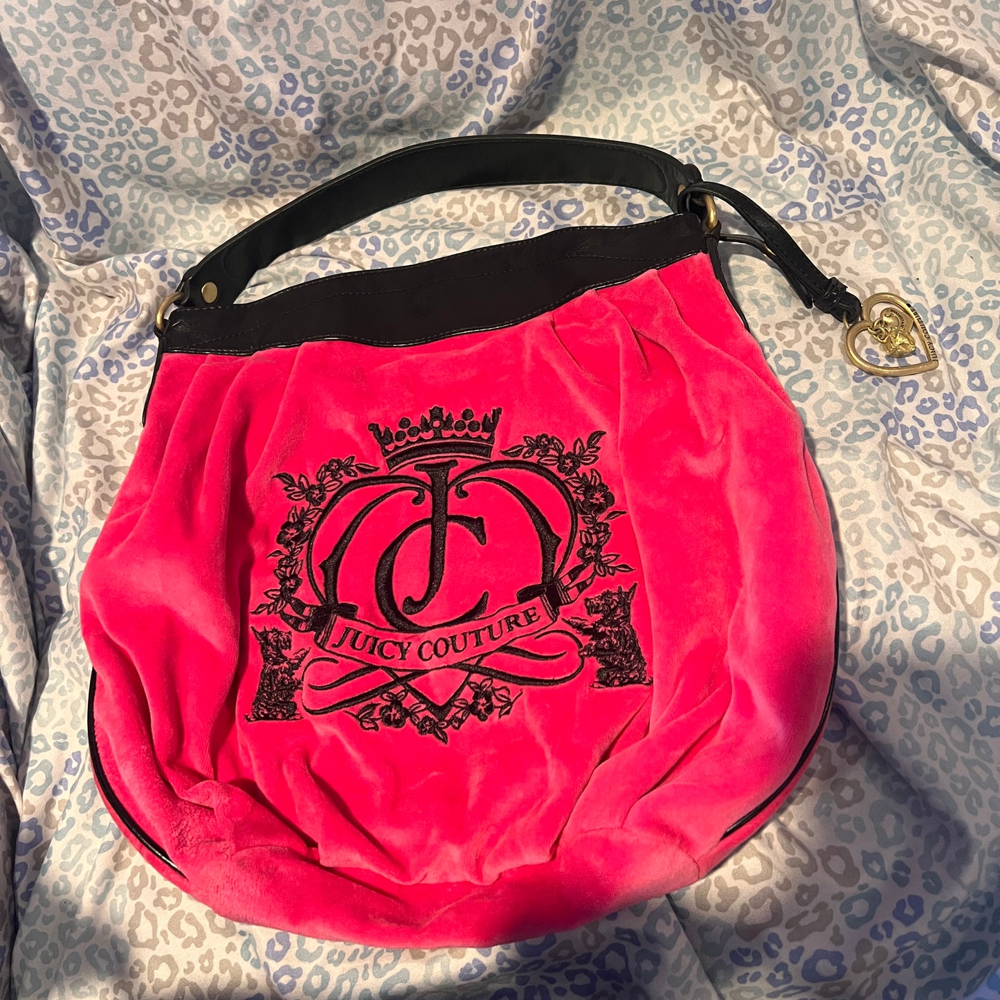 Vintage Rare Hot Pink Juicy Couture Purse Satchel Bag Handbag Velour Y2K Mcbling