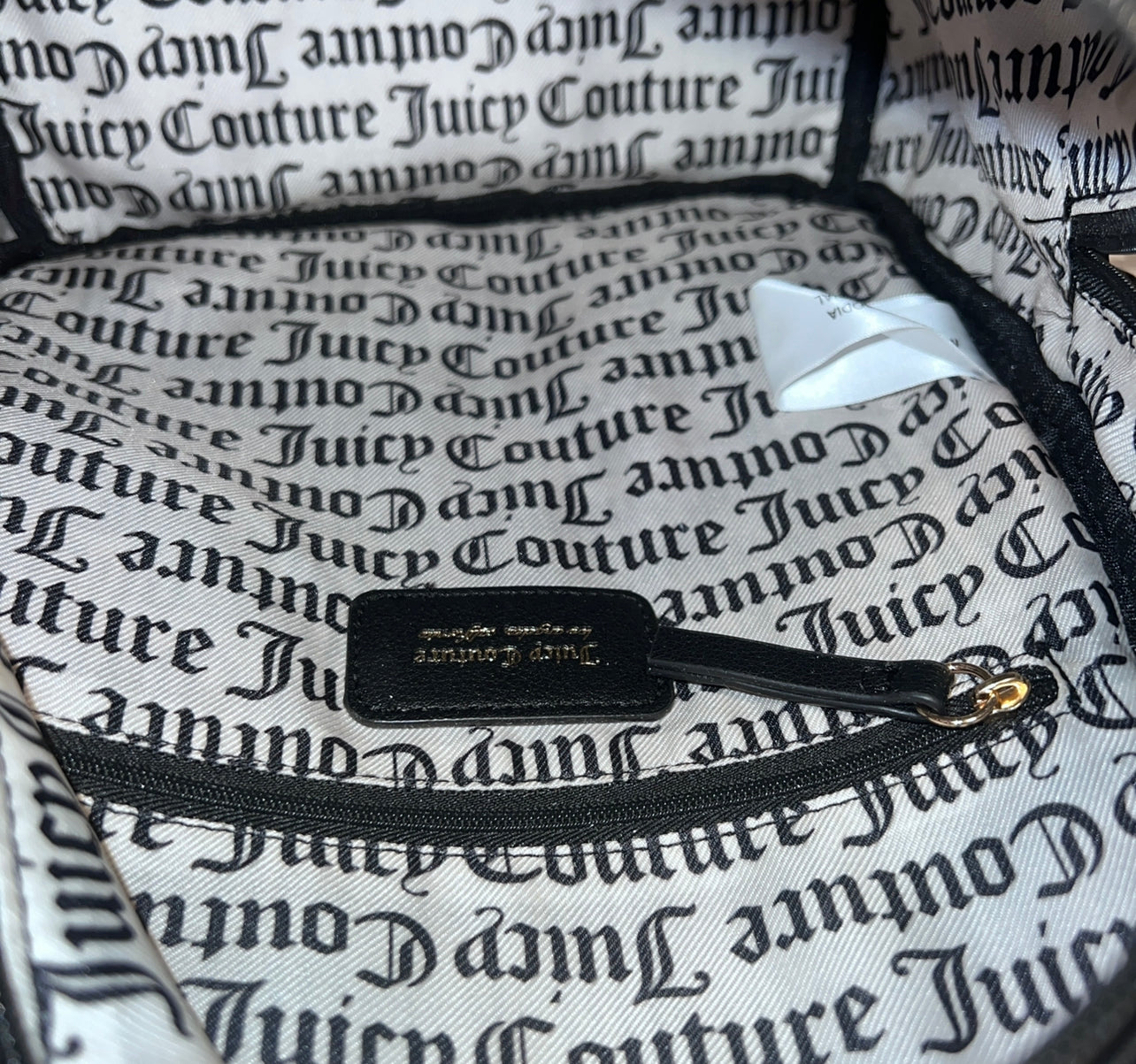 New Black Juicy Couture Backpack + Bag Charm NWT Purse Bag Velvet MSRP $99