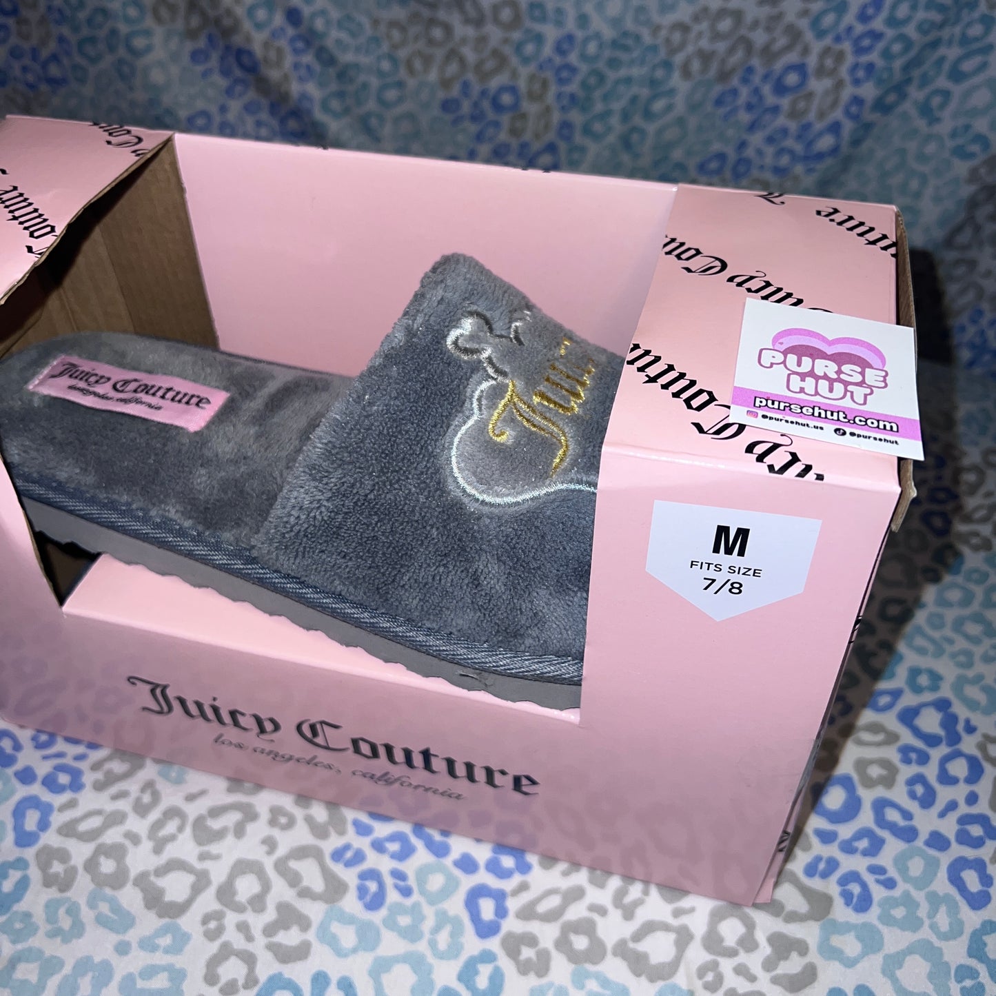 New Velour Grey Juicy Couture Slippers - M Size 7/8