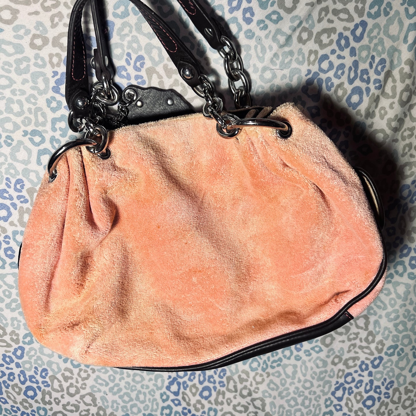 Vintage Pink Juicy Couture Purse Satchel Handbag Bag Terry Cloth