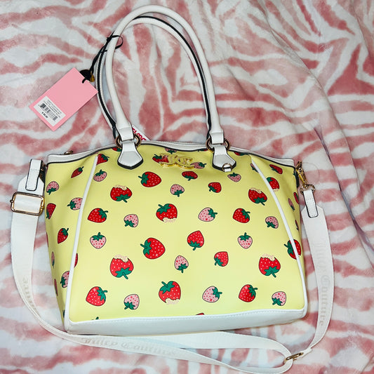 New Yellow Juicy Couture Bag Purse Strawberry Sweet N Juicy Tote MSRP $99