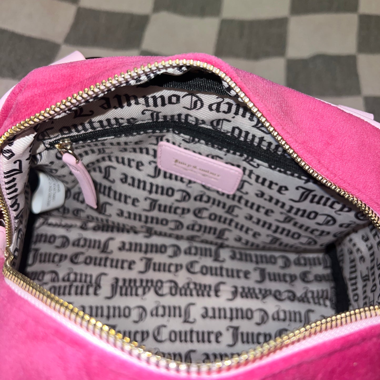 New Pink Juicy Couture Purse Bowler Satchel Bag Velour Vintage Y2K Juicy Royal