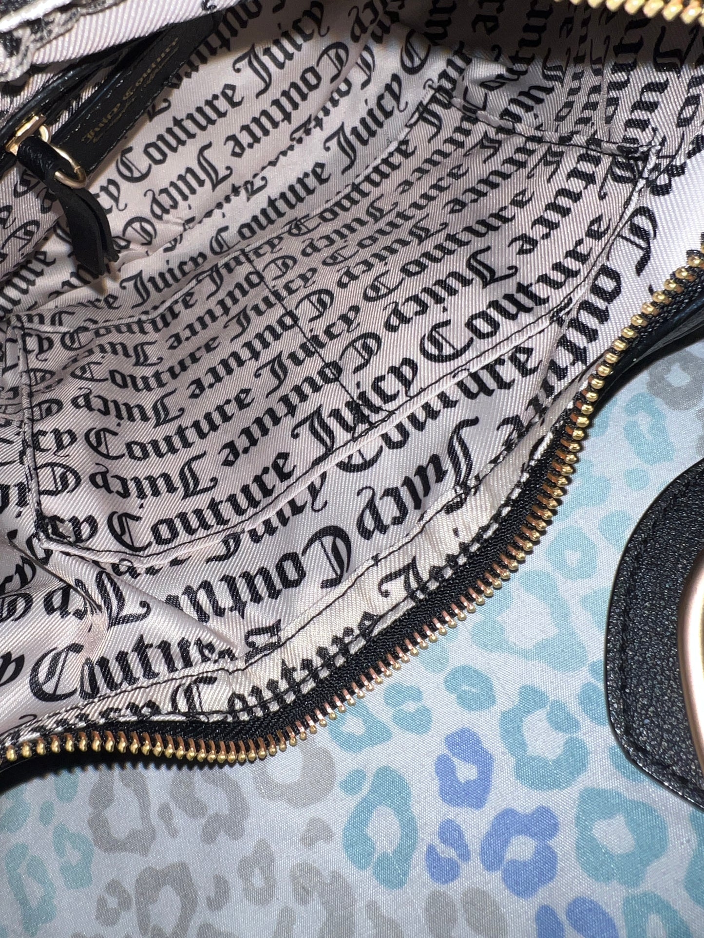 New Black Juicy Couture Purse Handbag Shoulder Bag Velour Vintage Style Hobo
