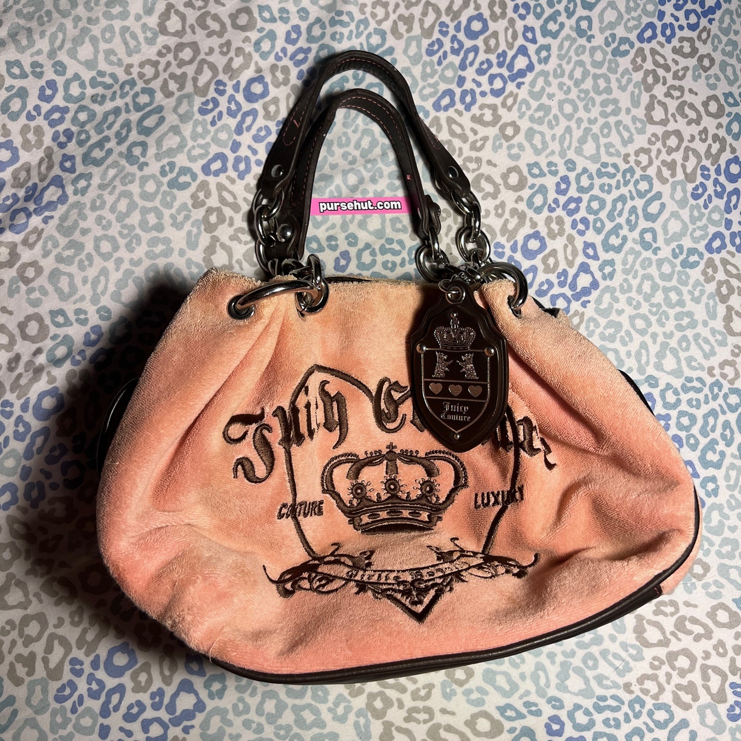 Vintage Pink Juicy Couture Purse Satchel Handbag Bag Terry Cloth