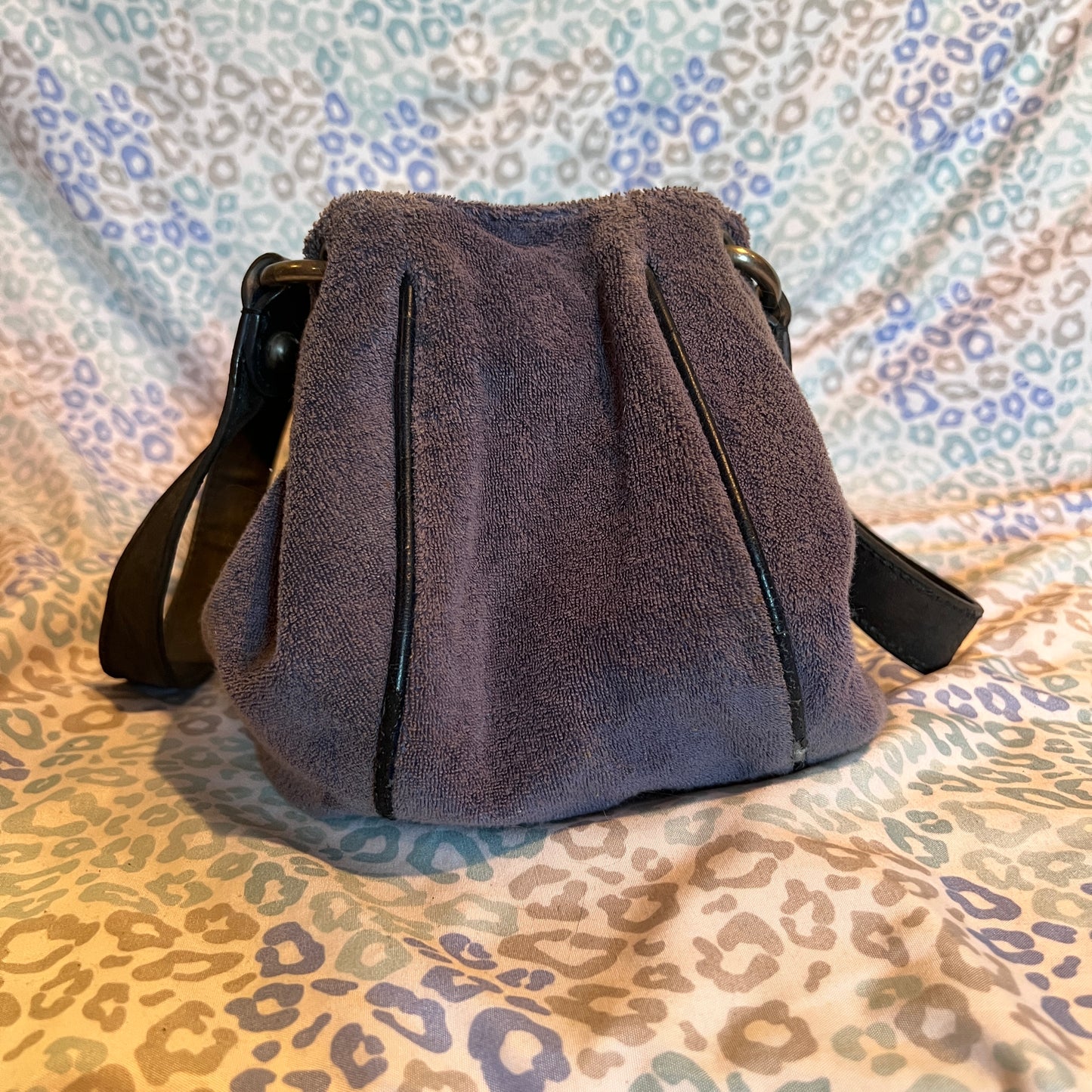 Vintage Blue Juicy Couture Purse Handbag Rhinestone Satchel Bag Y2K Terry Cloth