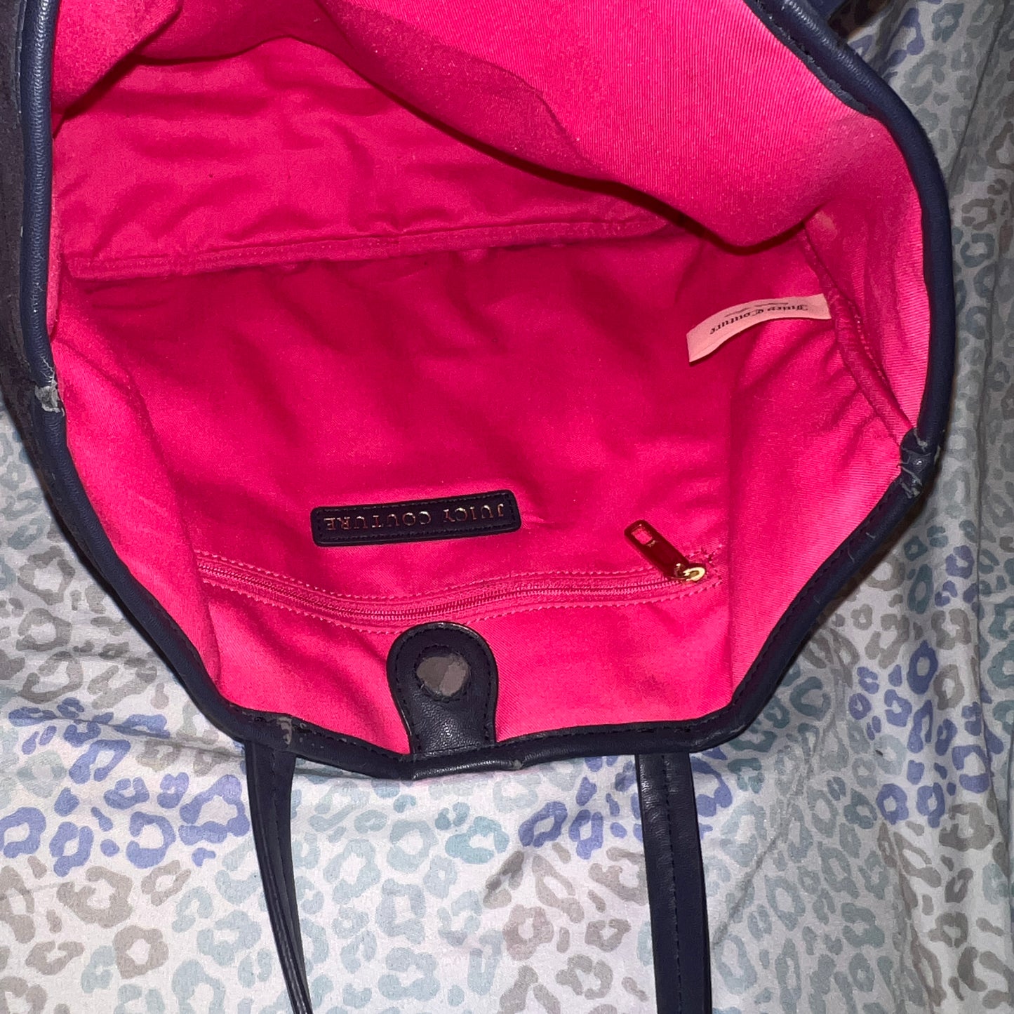 Vintage Pink Black Juicy Couture Purse Pammy Tote Bag Velour Scottie Dog Y2K