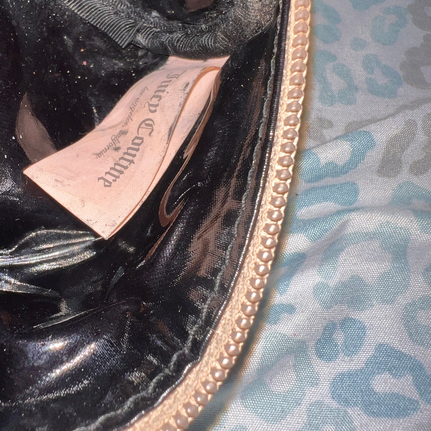 Vintage Gold Juicy Couture Pencil Case Cosmetic Makeup Bag Scottie Dog Y2K