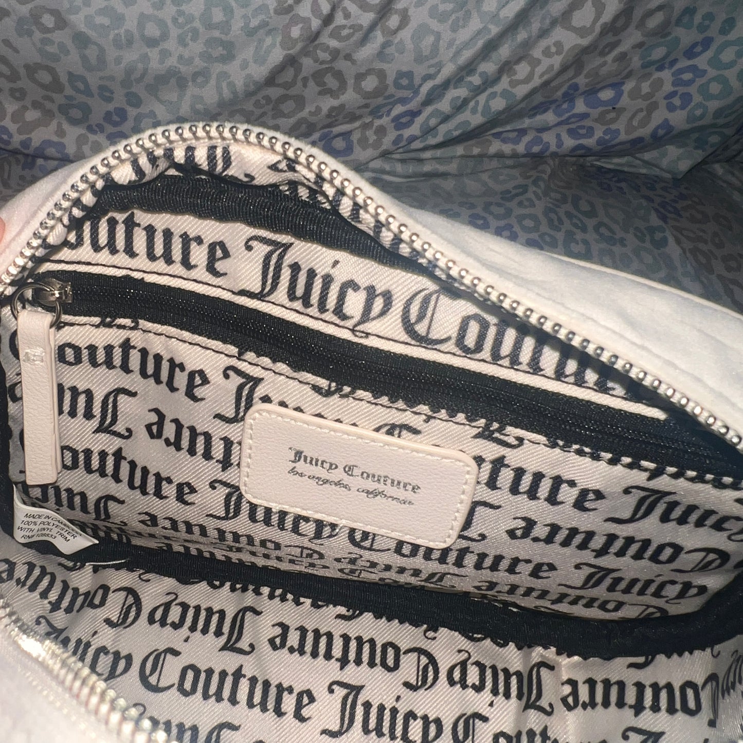 New White Juicy Couture Purse Crossbody Bag Velour Rhinestones