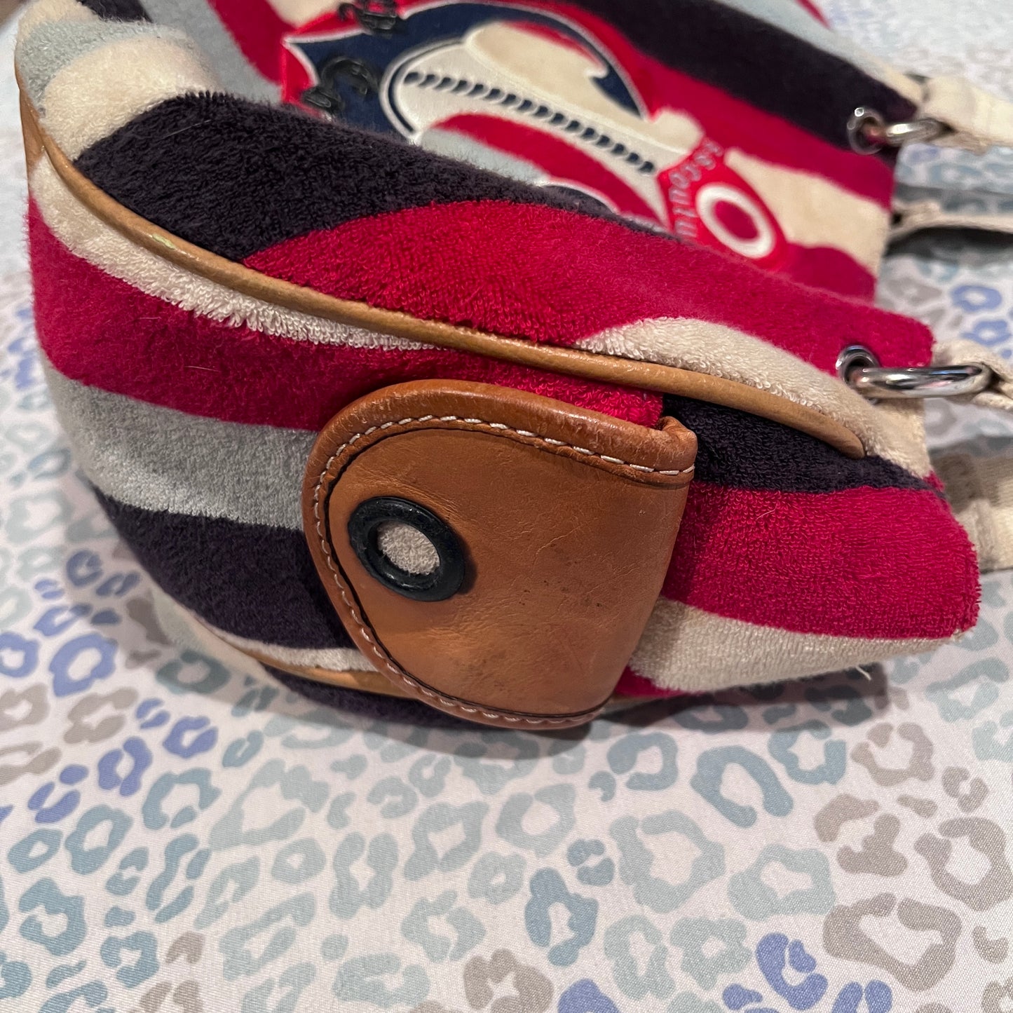 Vintage Striped Juicy Couture Purse Handbag Satchel Bag Nautical Terry Cloth Y2K
