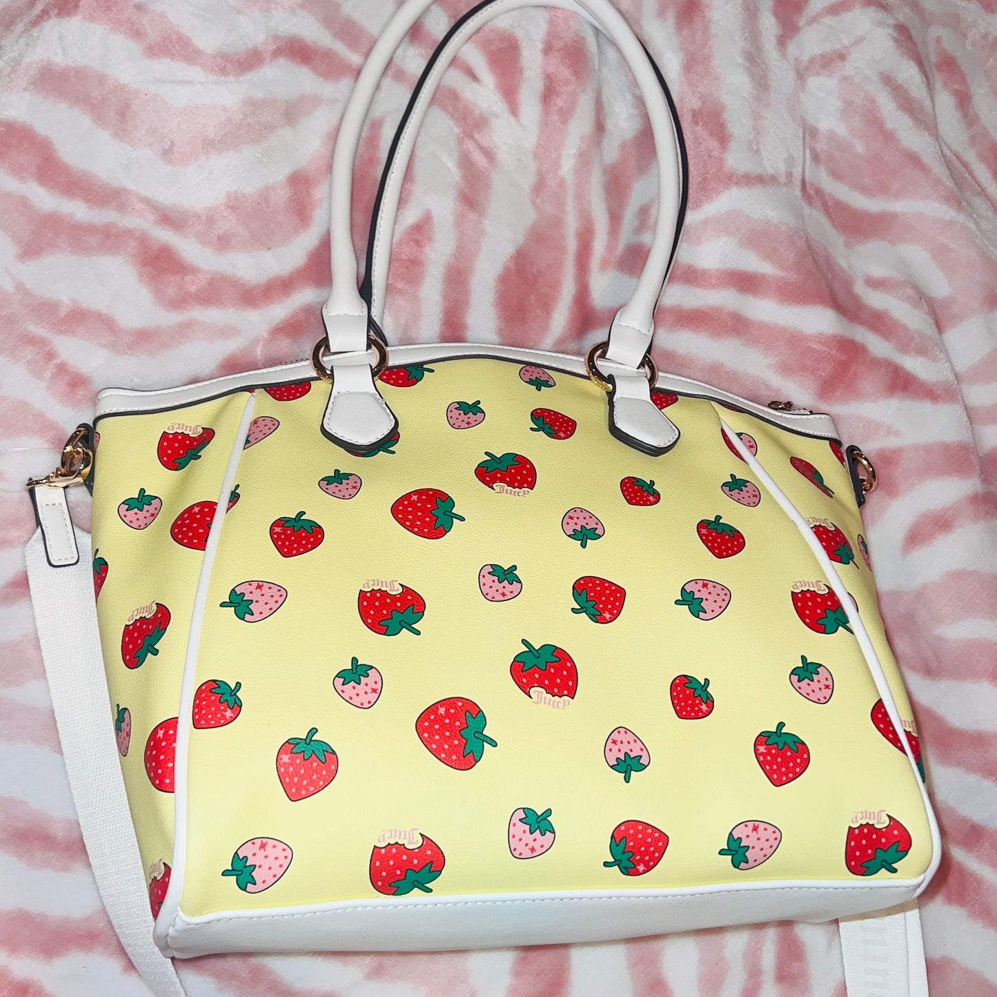 New Yellow Juicy Couture Bag Purse Strawberry Sweet N Juicy Tote MSRP $99